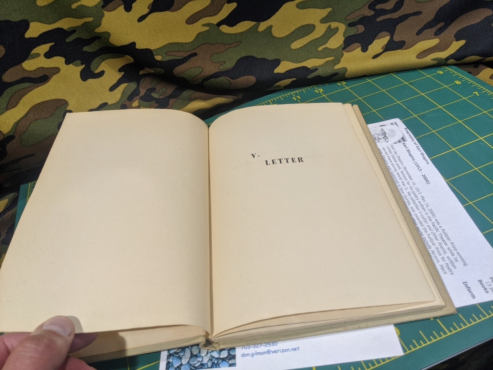 1944 V-Letter and Other Poems by Karl Shapiro FIRST EDITION Rare