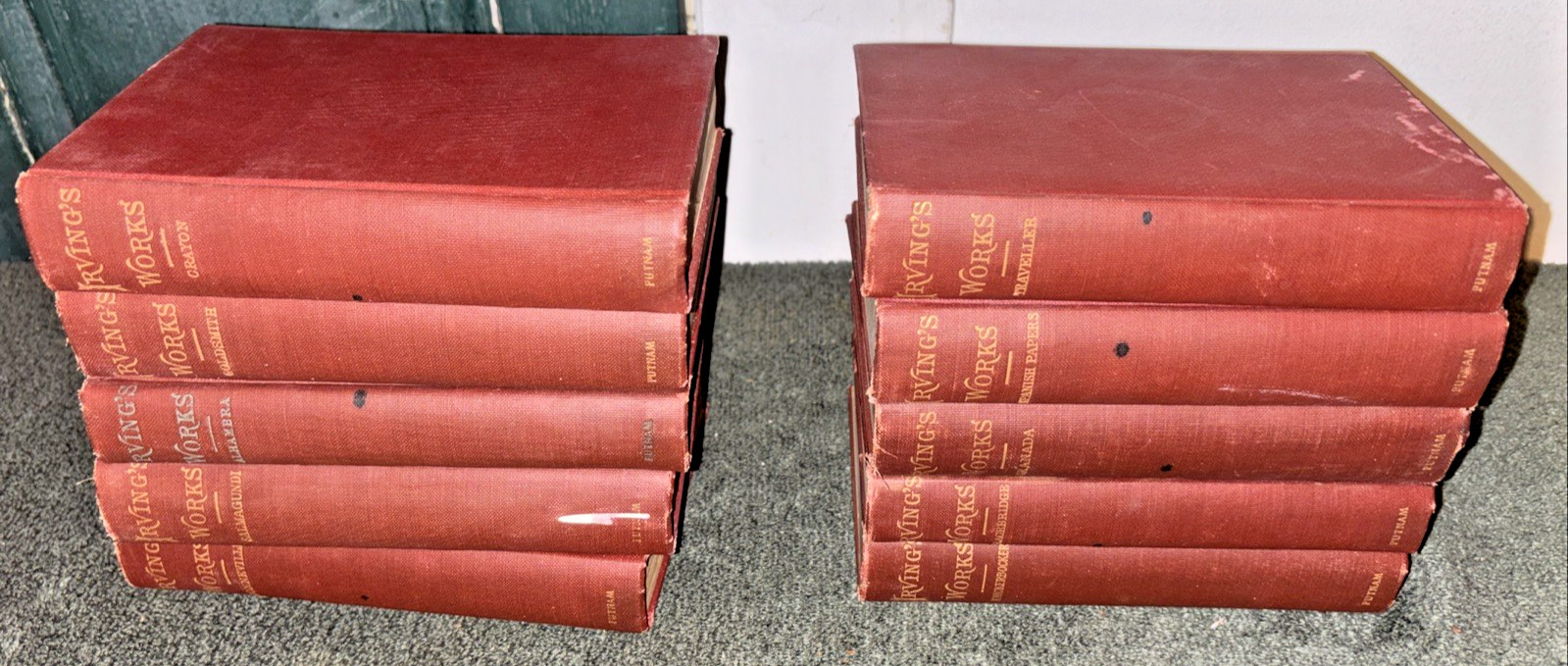 Antique 10 Vol. Set of Washington Irving Books (Handy Vol. Edition)