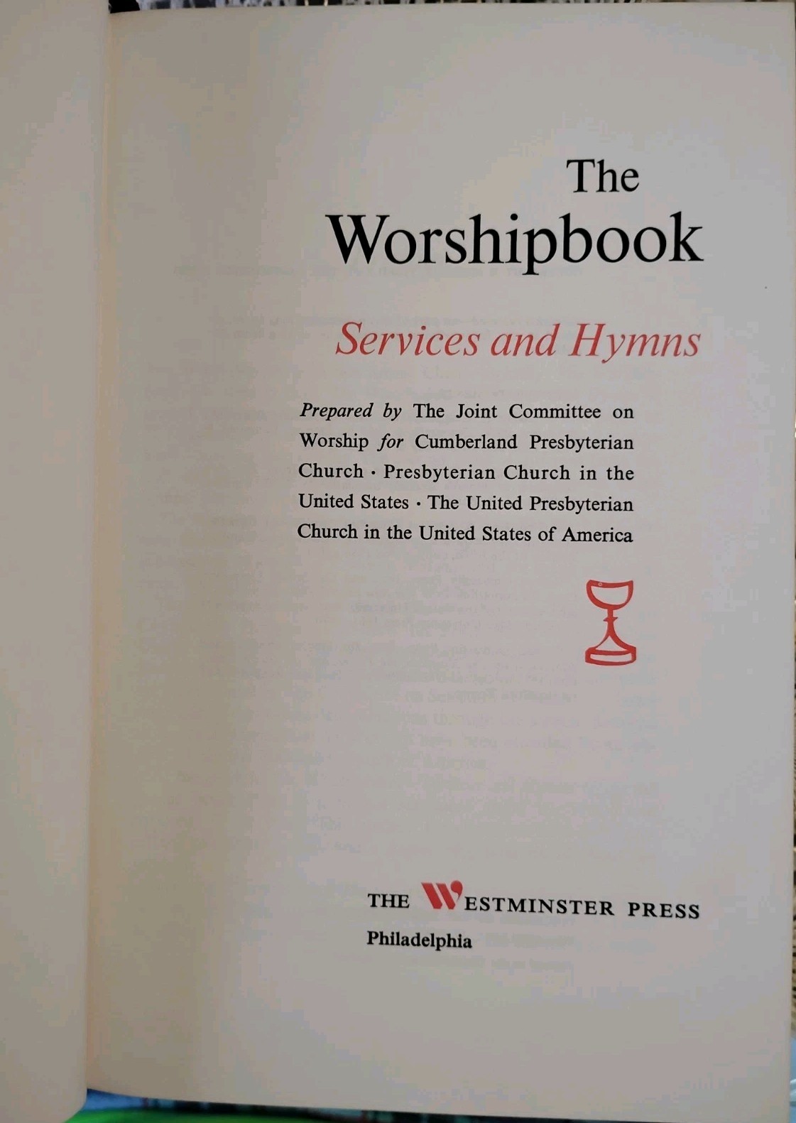 1972 WORSHIPBOOK Services & Hymns WESTMINSTER PRESS Gilt Edges FINE Calligraphy