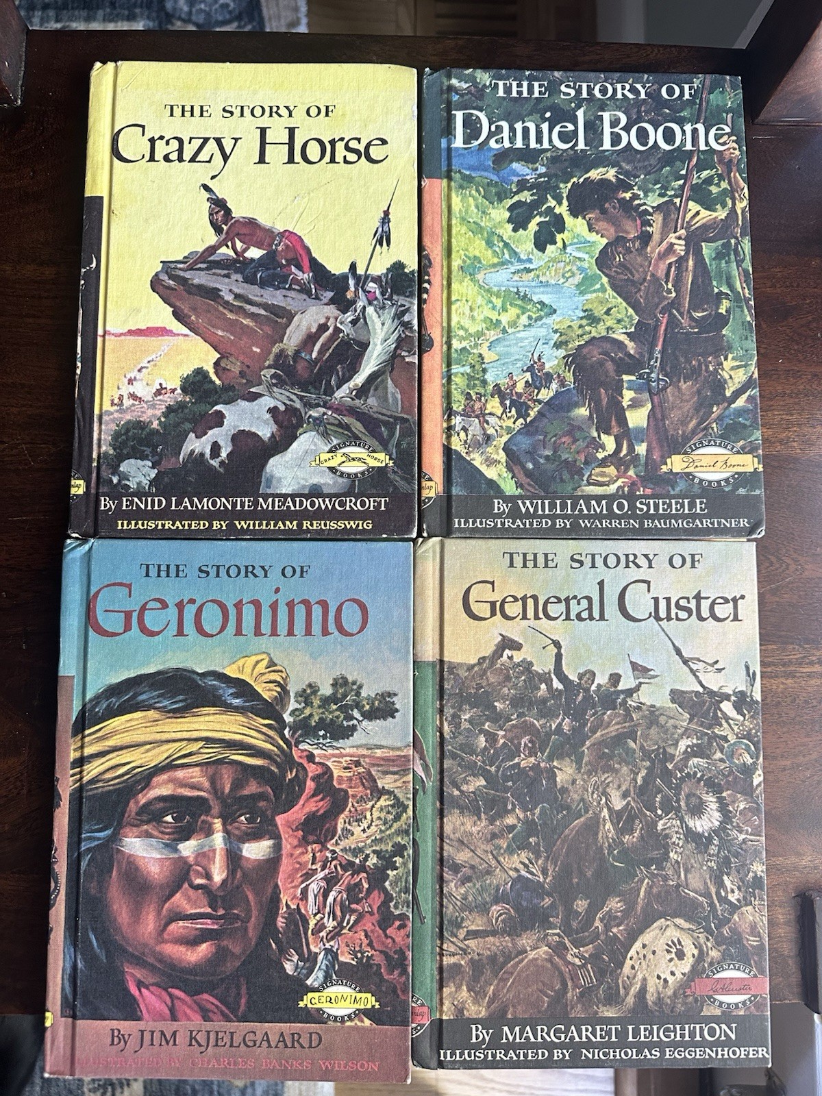 1950s Lot of 4 Signature Books Story of Boone, Crazy Horse, Geronimo, Custer