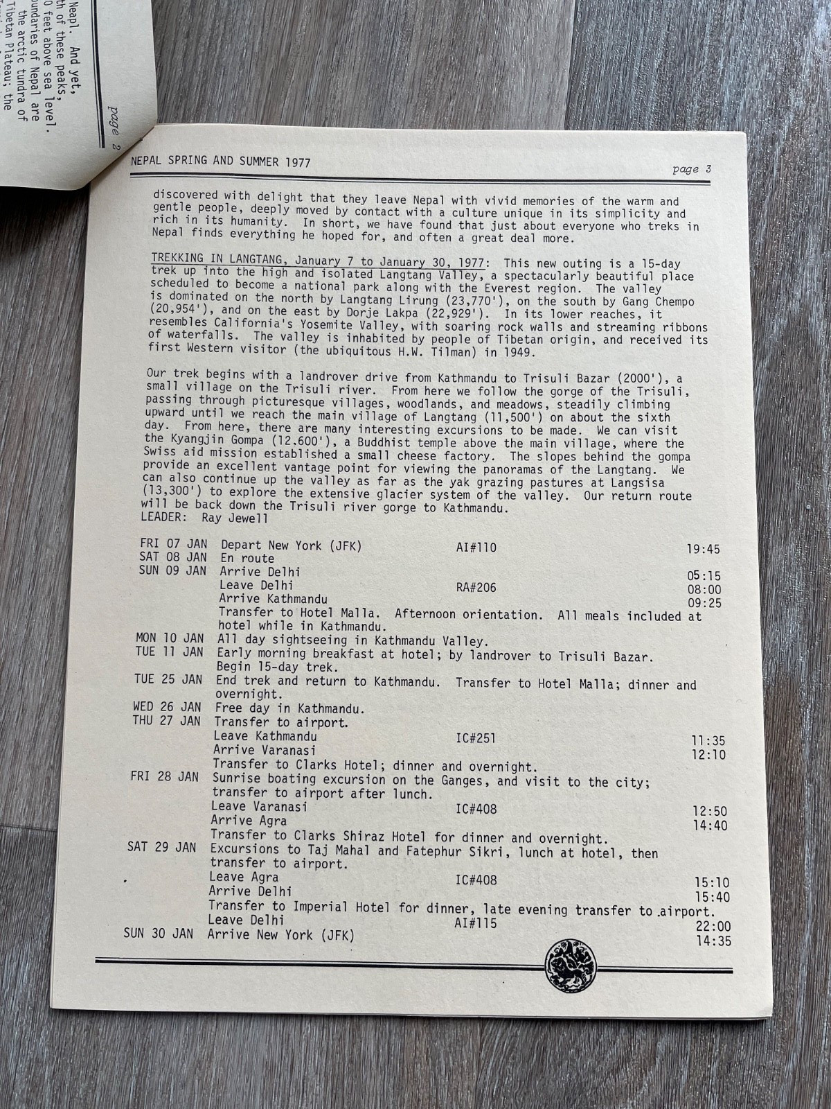 1977 nepal spring & summer – from mountain travel in california ( stapled )