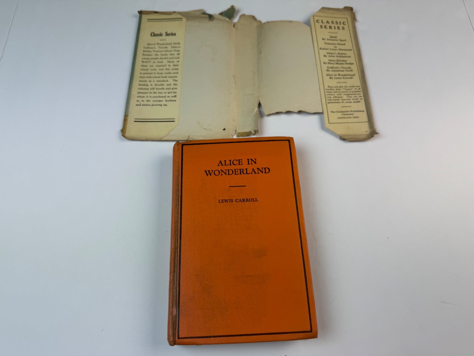 Antique 1930s 1940s ALICE IN WONDERLAND Book By Lewis Carroll DJ Goldsmith Co.