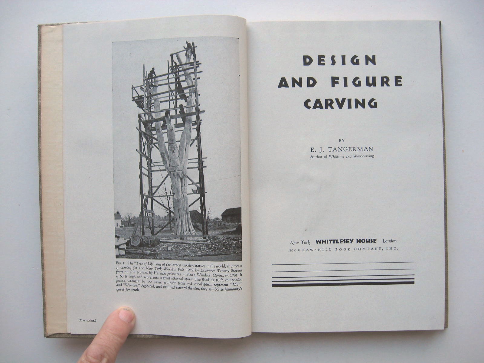 DESIGN AND FIGURE CARVING ~ E. J. Tangerman HC 1940 4th Printing ILLUSTRATED -T1