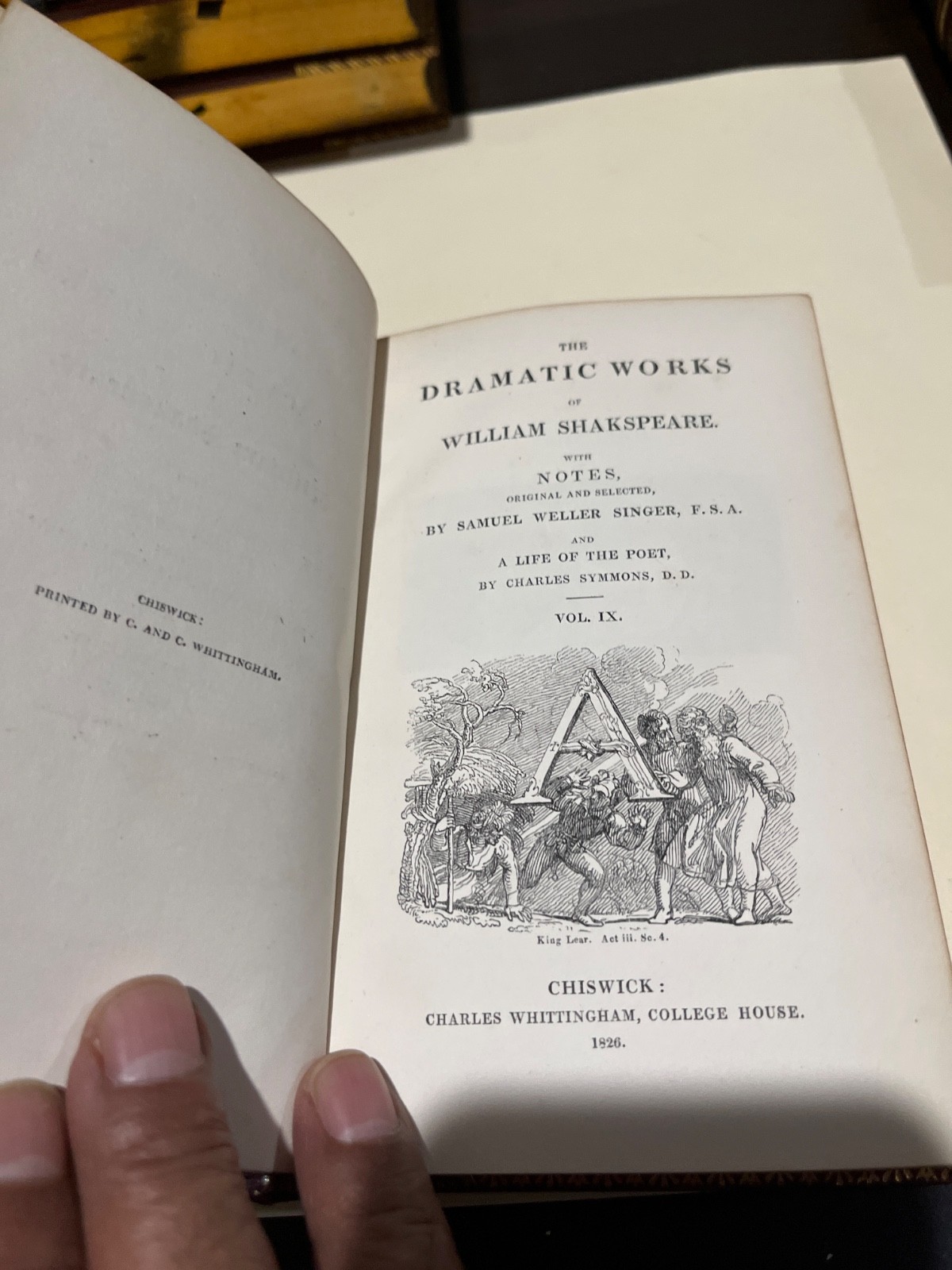 1826 William Shakespeare dramatic work 10-vol set chiswick press