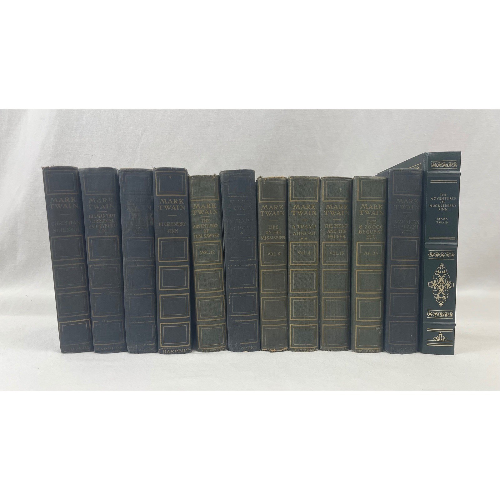 Mark Twain Harper Brothers Antique Book 1900s Set of 12 Mixed Volumes Hardcover
