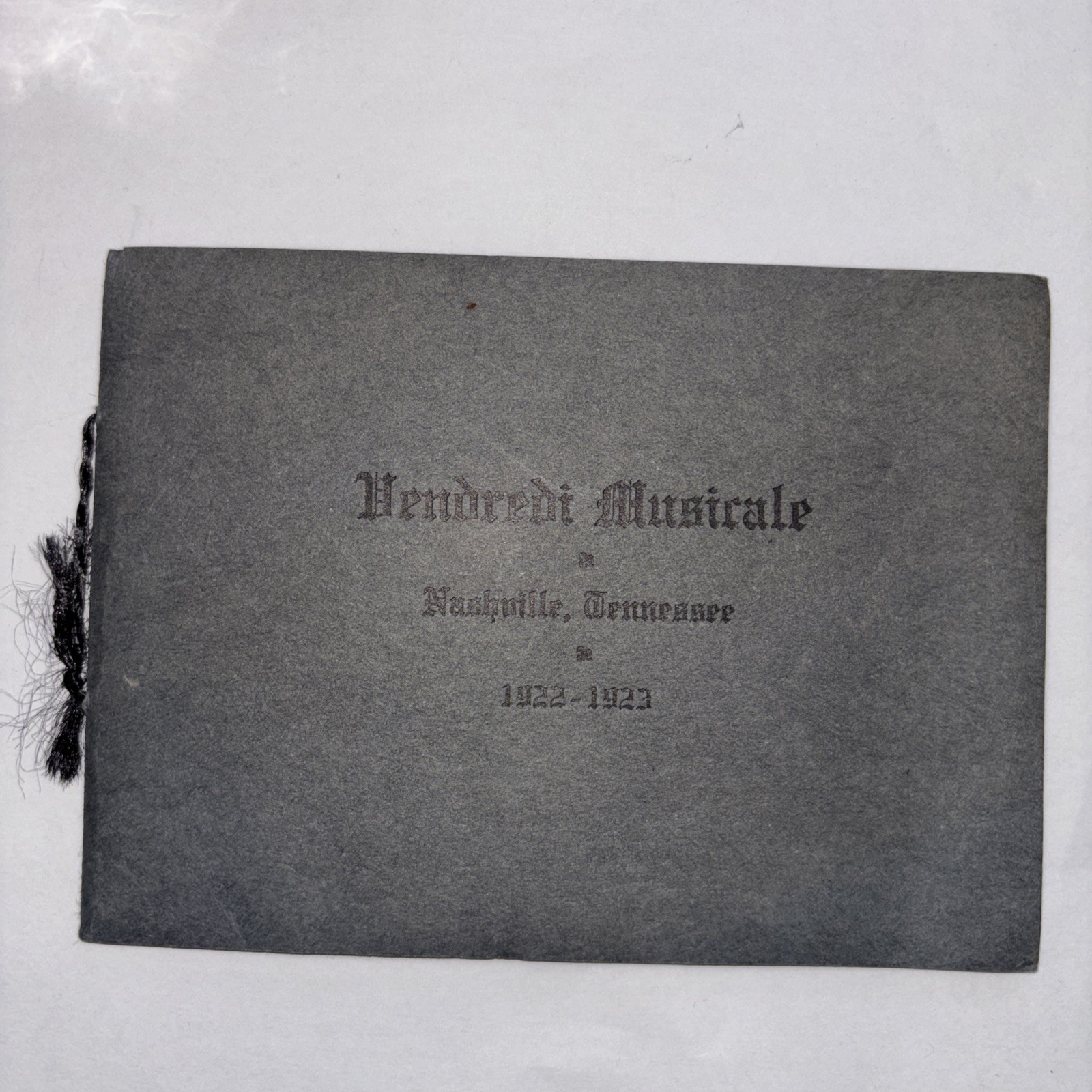 Year Book Hendredi Musicale Nashville TN 1922-1923 Softcover Original