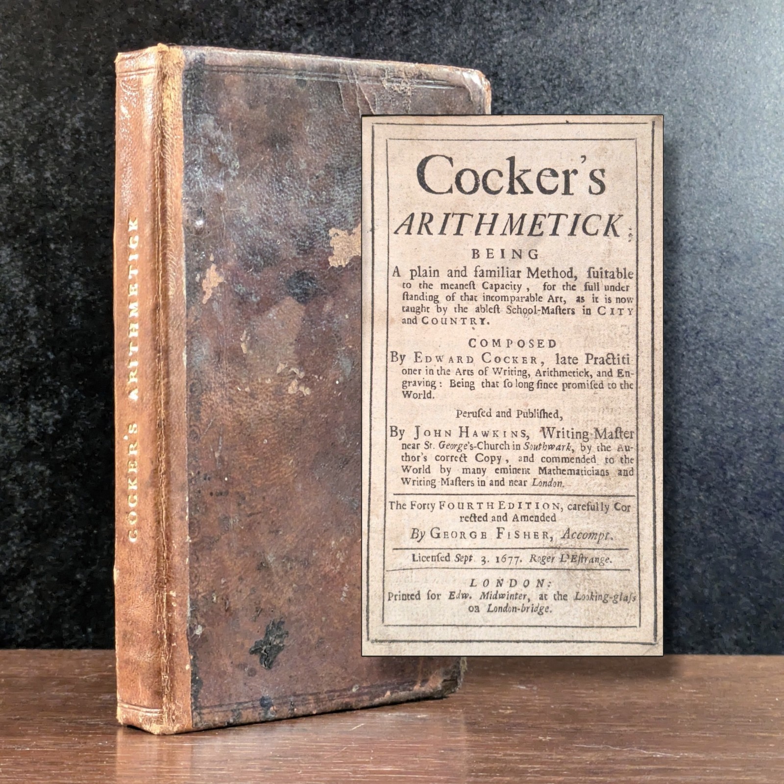 1730 Cocker’s Arithmetick Rare Antique Leather Book Math History Edward Cocker