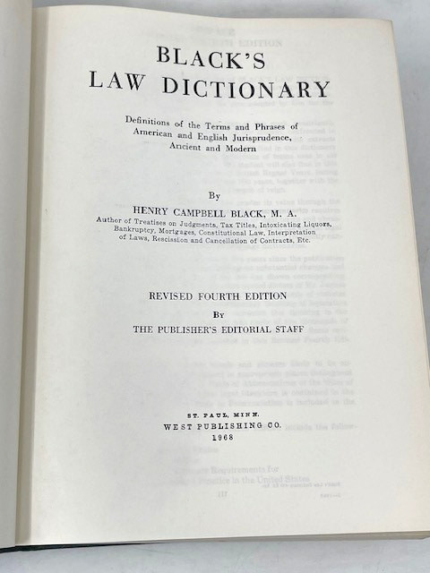 Black’s Law Dictionary 1969 Revised 4th Edition West Publishing