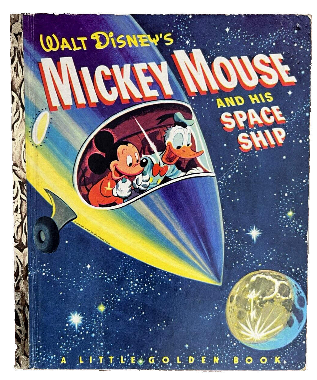 MICKEY MOUSE AND HIS SPACE SHIP ~ vintage 1st „A“ ed. Little Golden Book D29, NM