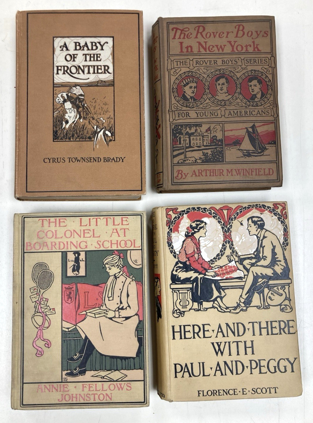 Lot of 7 Books Decorated BROWN/TAN Staging Display Antique Old Victorian