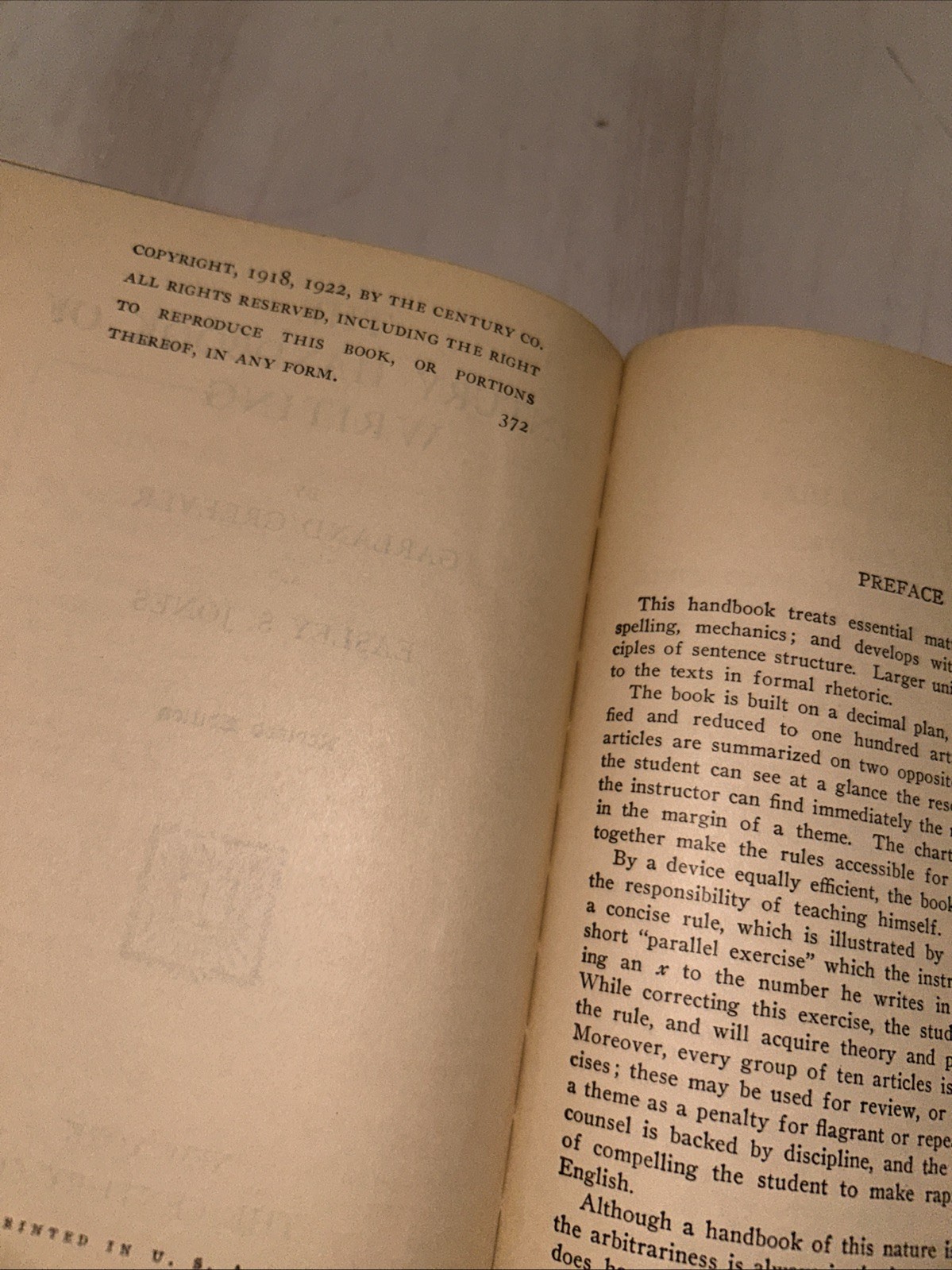 Century Handbook Of Writing By Garland Greever And Easley S. Jones 1922 HC