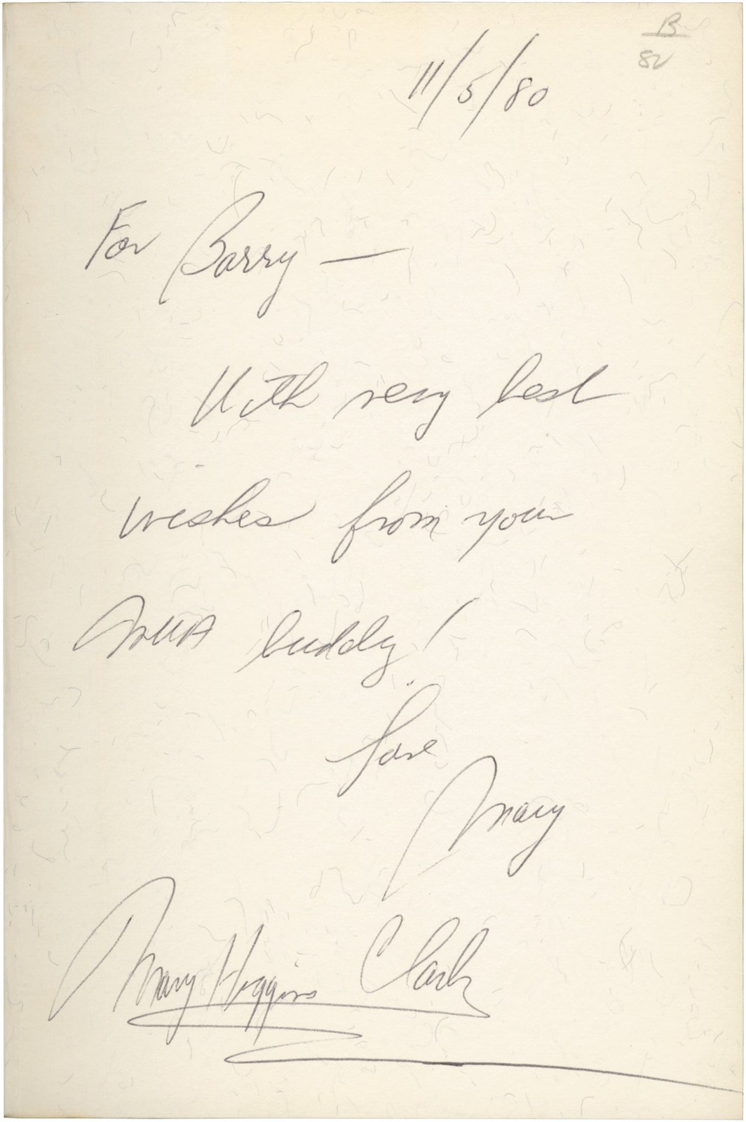 Mary Higgins Clark STRANGER IS WATCHING First Edition inscribed Signed #157712