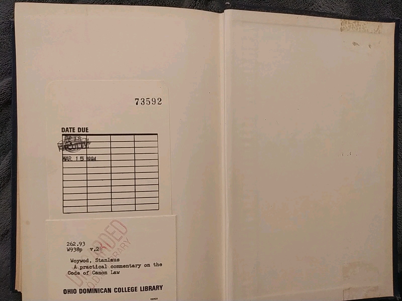 Practical Commentary on the Code of Canon Law Woywod Smith 1948 V I & II