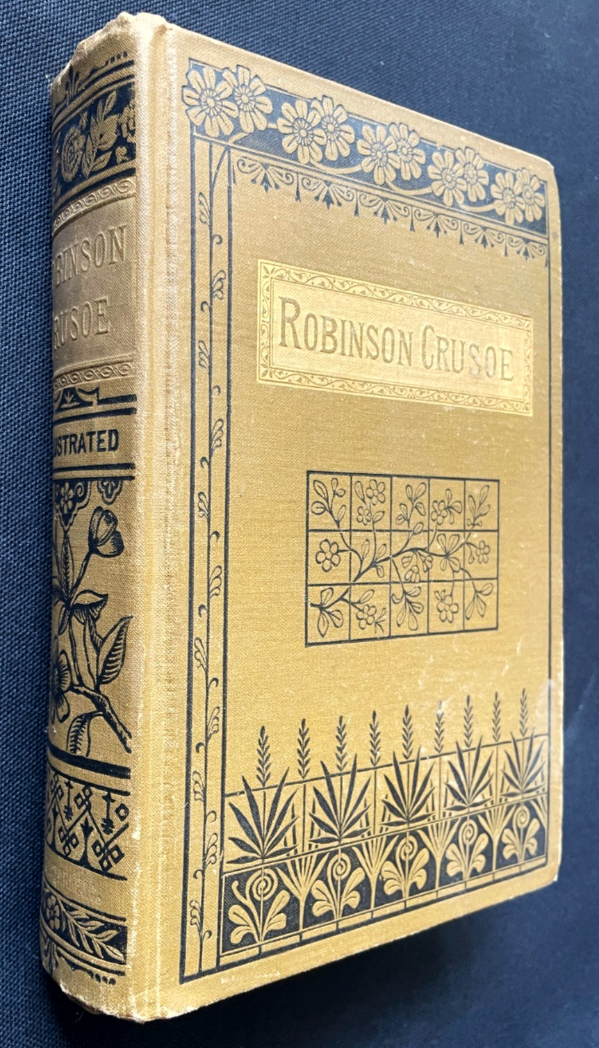 c 1885 Robinson Crusoe Daniel Defoe Decorative Cloth Victorian Binding Illustrat