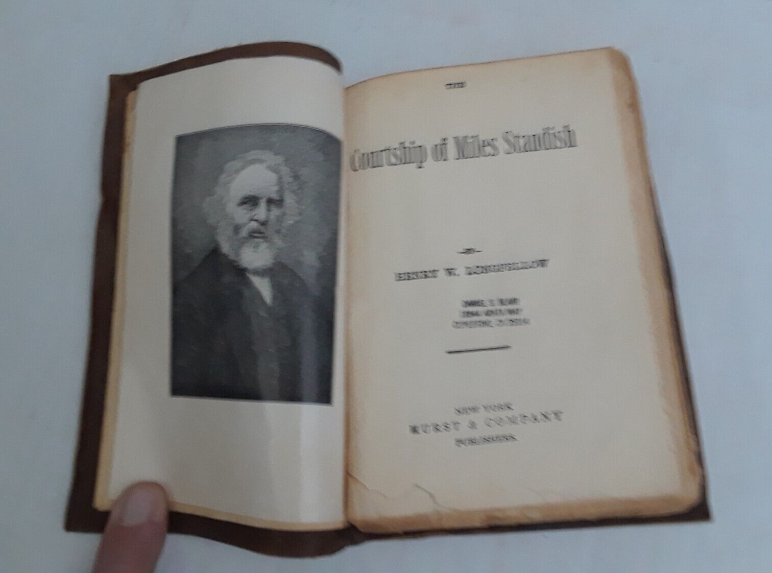 Antique Soft Suede Leather Bound Longfellow’s Courtship of Miles Standish Book