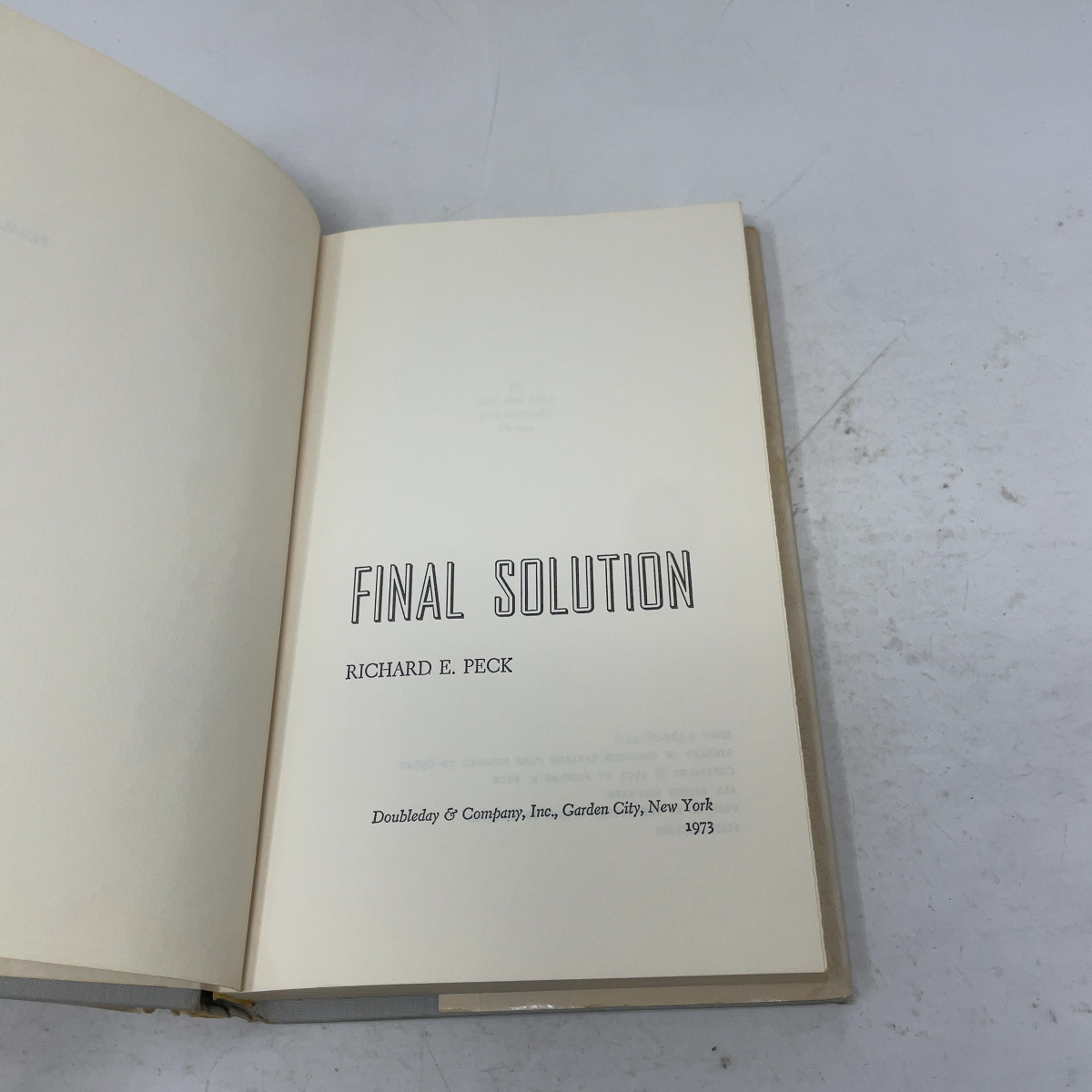 Final solution by Richard E. Peck HC First Edition Very Good 1973