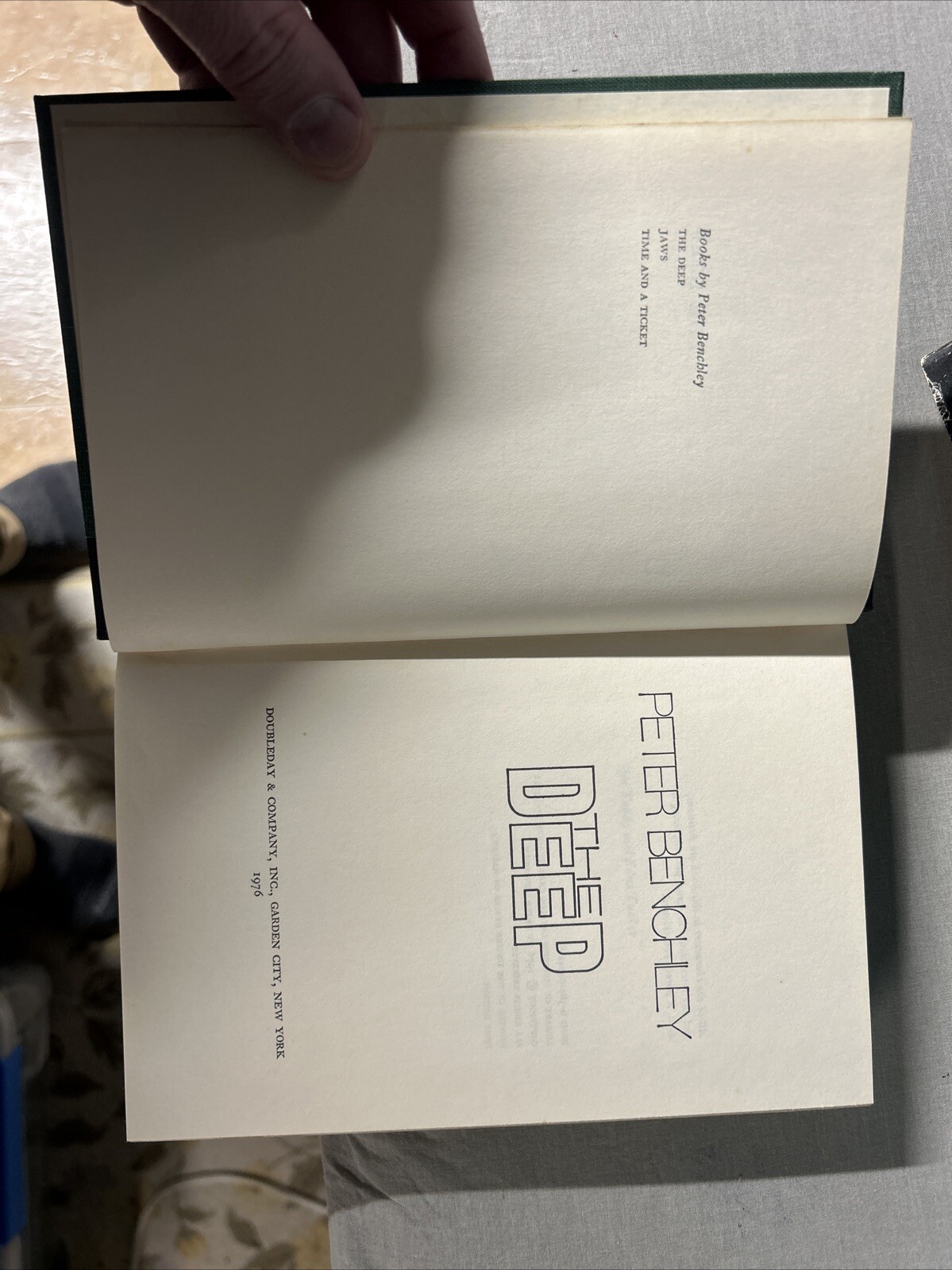 Peter Benchley The Deep 1st Edition 1976 Hard Cover Dust Jacket Inscription Read