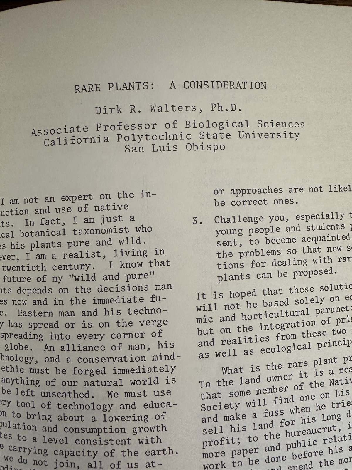 Native Plants A Viable Option 1977 California Society 3 Symposium Cal Poly CNPS