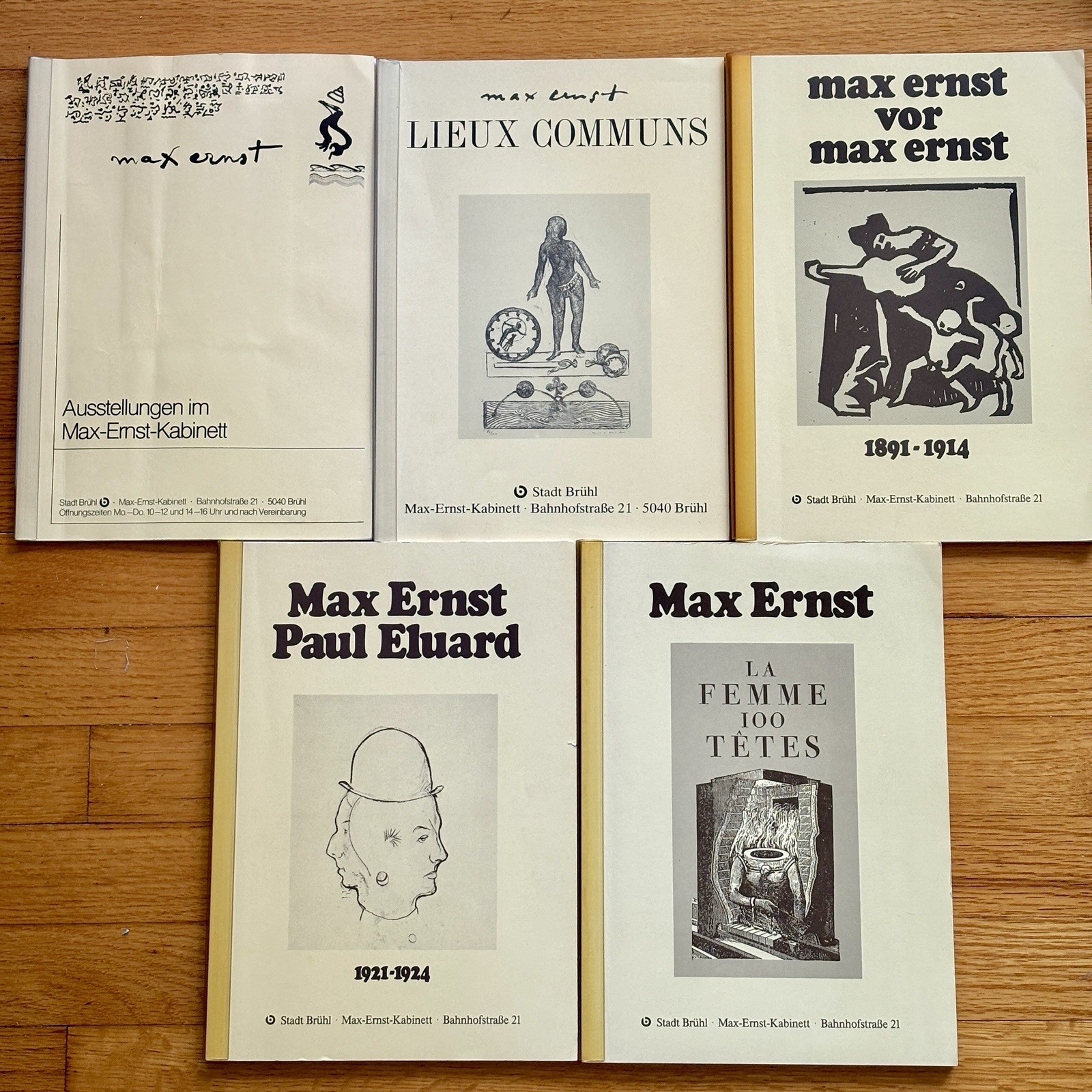 LOT: (5) Exhibition Catalogs from the MAX-ERNST KABINETT—1980-85—Bruhl, Germany