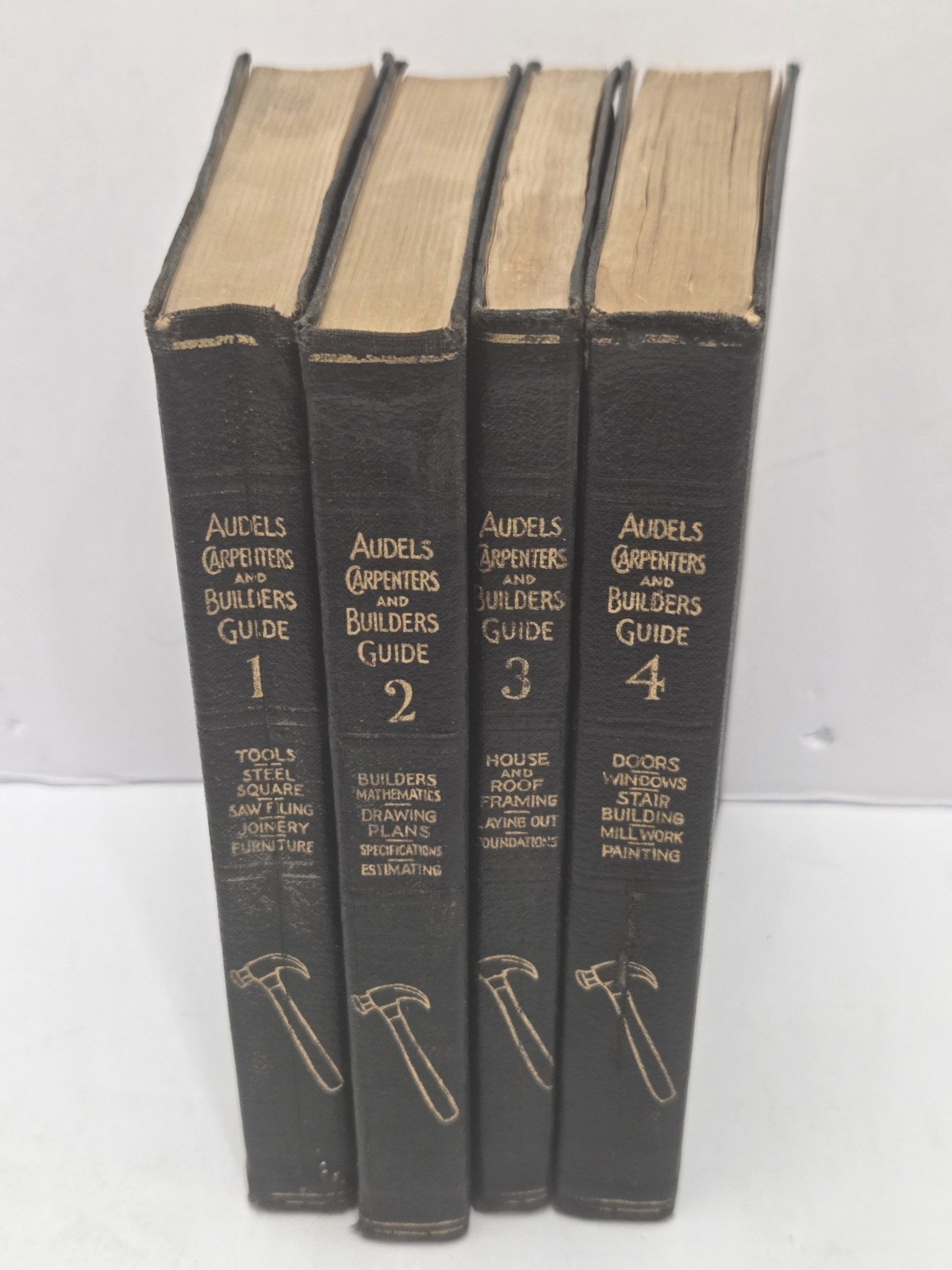 AUDELS Carpenters and Builders Guide Vol 1-4 1937 Complete Set Books Vintage