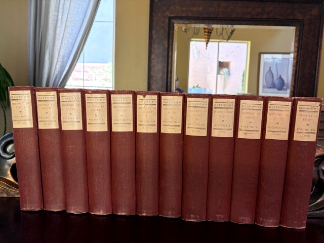 Grolier Society History of Egypt Maspero 12 Vols 2-13 Missing Vol 1 Red Buckram