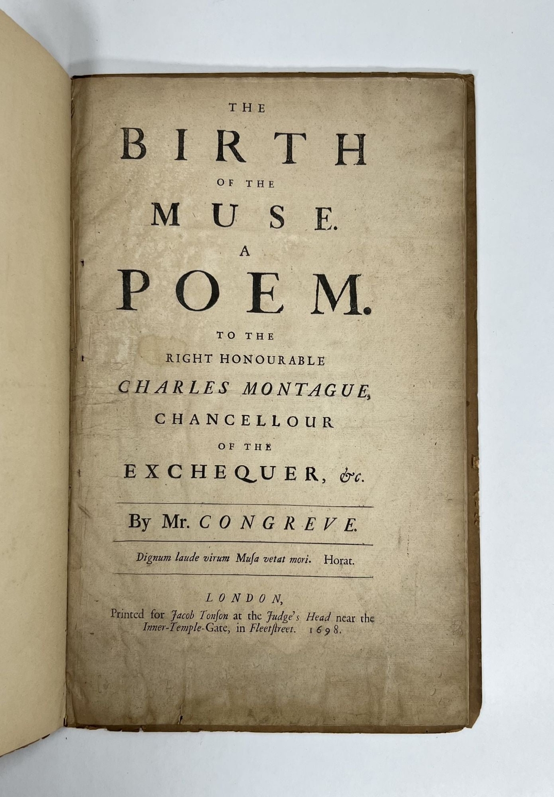William Congreve / BIRTH OF THE MUSE Poem to Charles Montegue 1st ed 1698