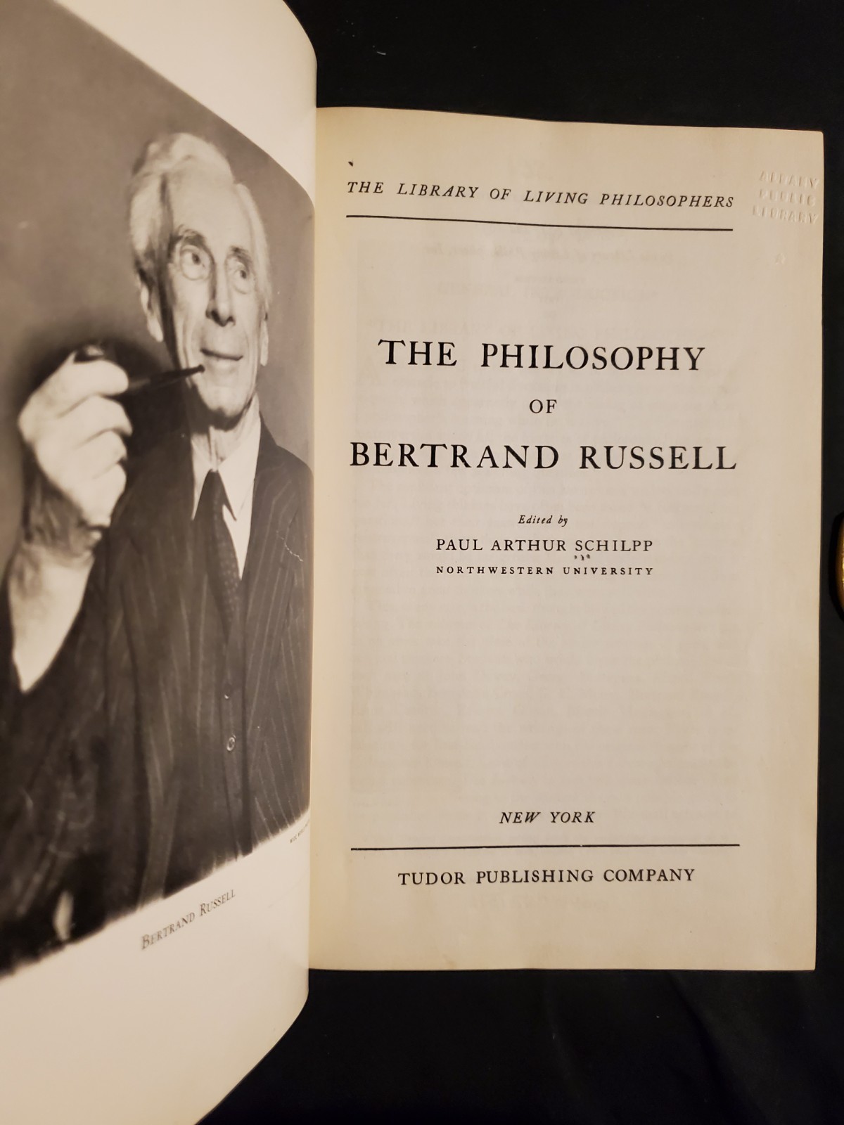 THE PHILOSOPHY OF BERTRAND RUSSELL By Paul Arthur Schilpp 1951 Hardcover Book