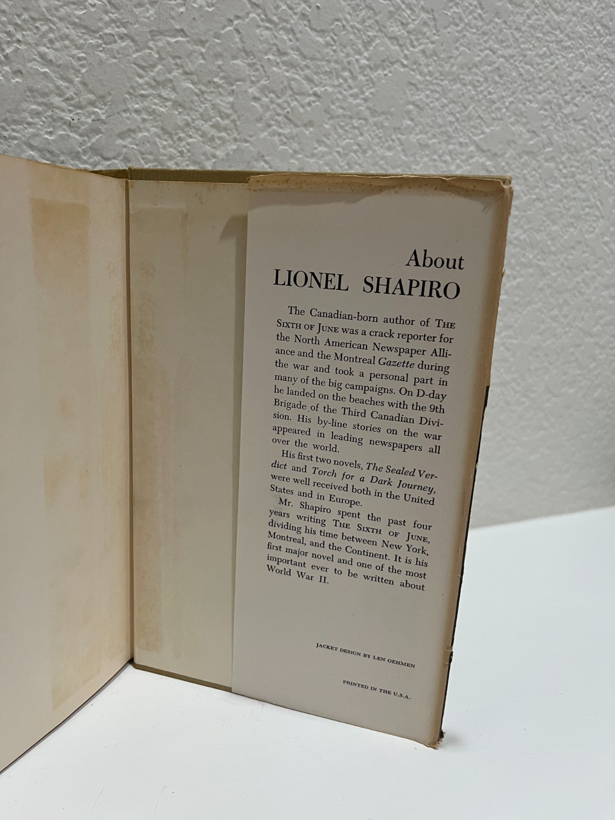 SIGNED by Author Lionel Shapiro – The Sixth of June WWII Novel Hardcover 1955