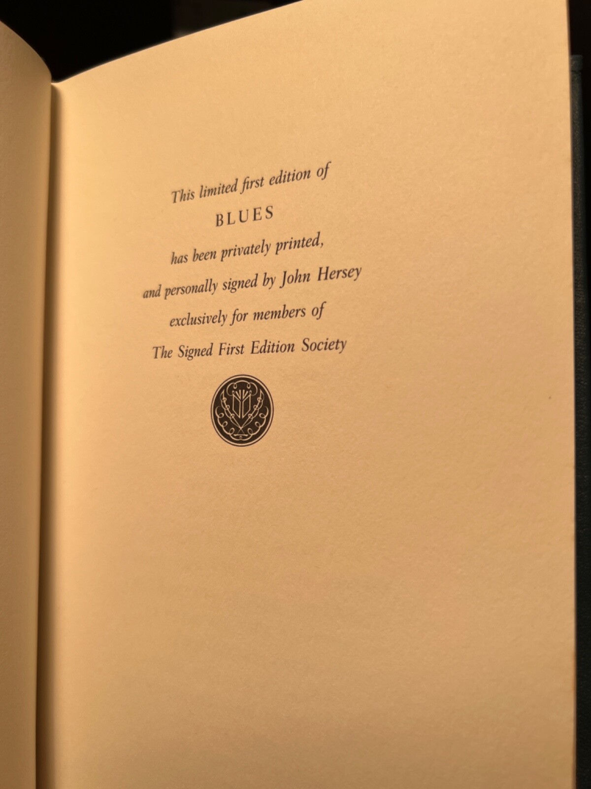 HTF Signed Fine Leather Decorated John Hersey “Blues” Fishing 1st Edition Gift !