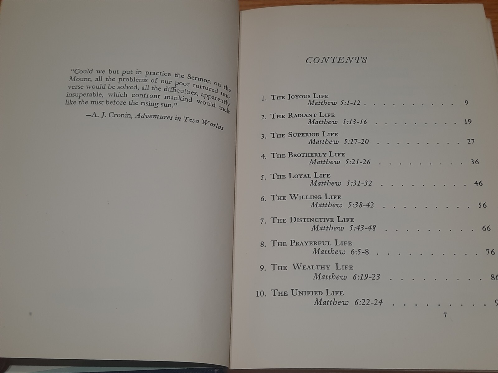 Sermons on the Mount Jesus‘ Teaching as Power for Life by Charles Crowe 1940 ED