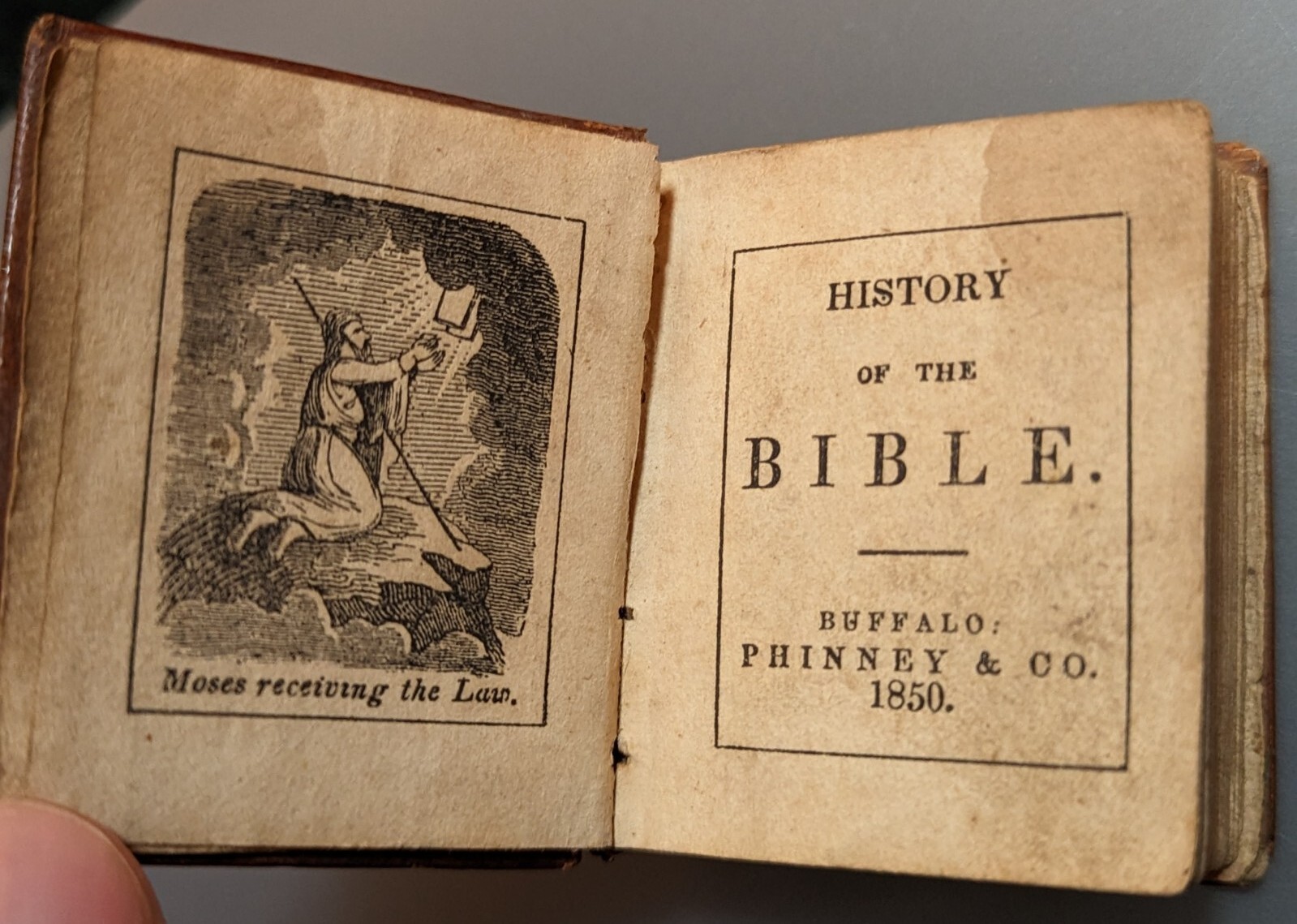 (Miniature Book) History of the Bible 1850 – Phinney & Co. Buffalo Mini Leather