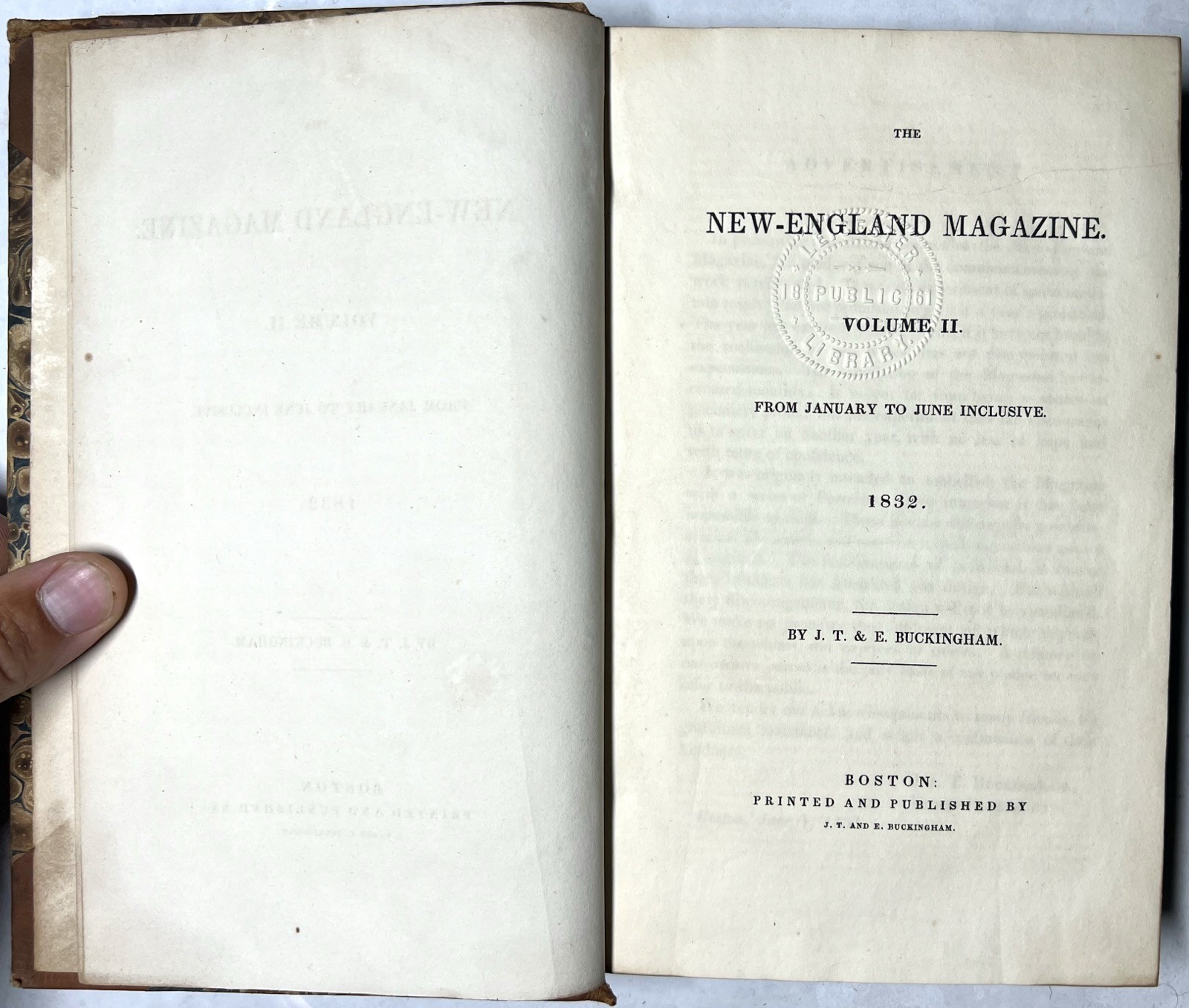 1832 NEW ENGLAND MAGAZINE BUCKINGHAM VOL II JAN-JUNE OREGON MAINE NEW HAVEN RARE