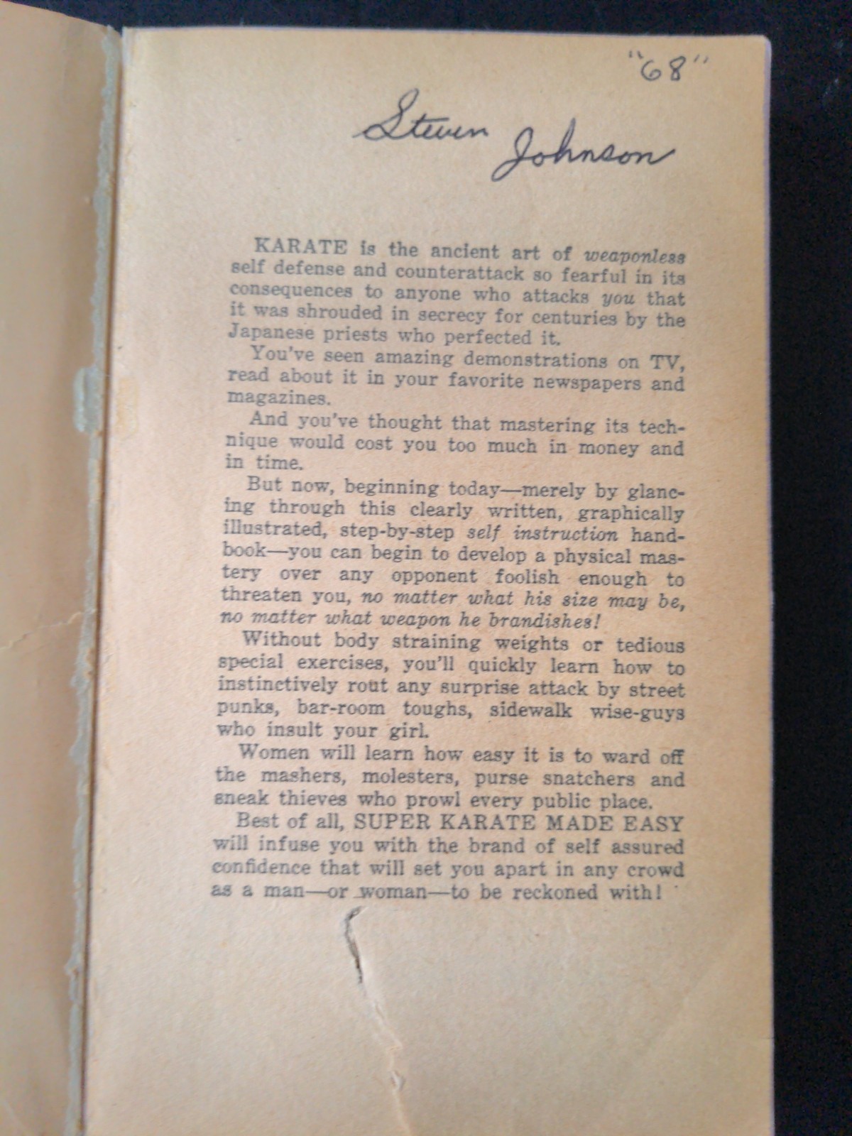 1968 Super Karate Made Easy by Moja Rone Martial Arts Instruction, PB