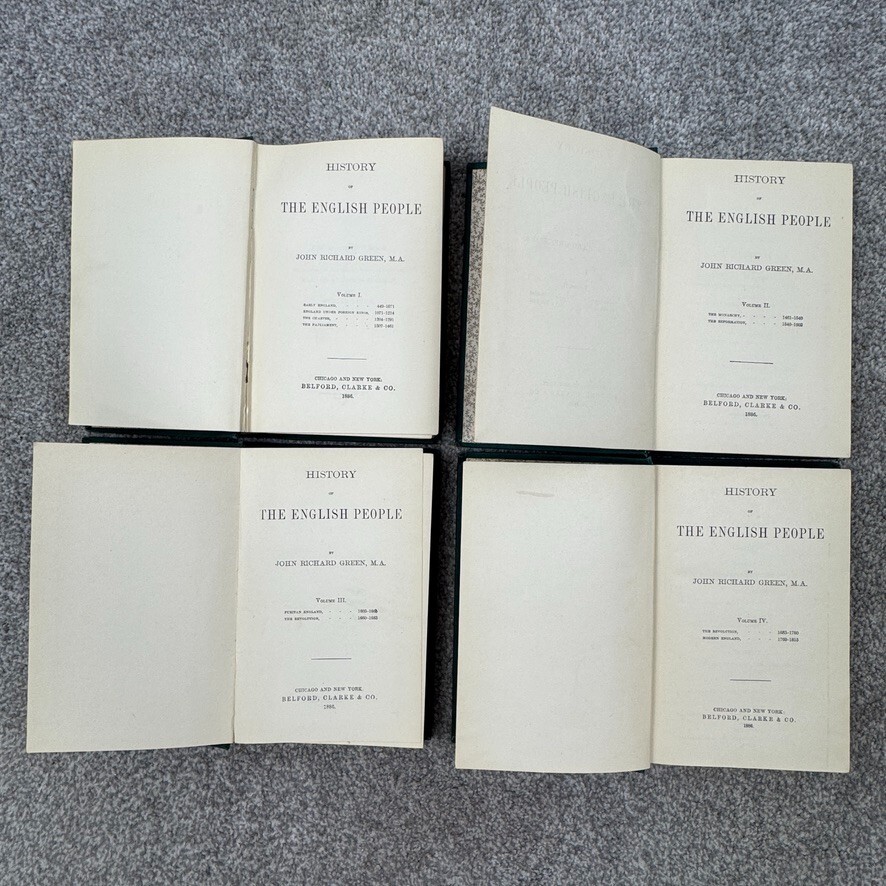 History Of The English People Set Of 4 John R Green Vol I-IV Belford Clarke 1886