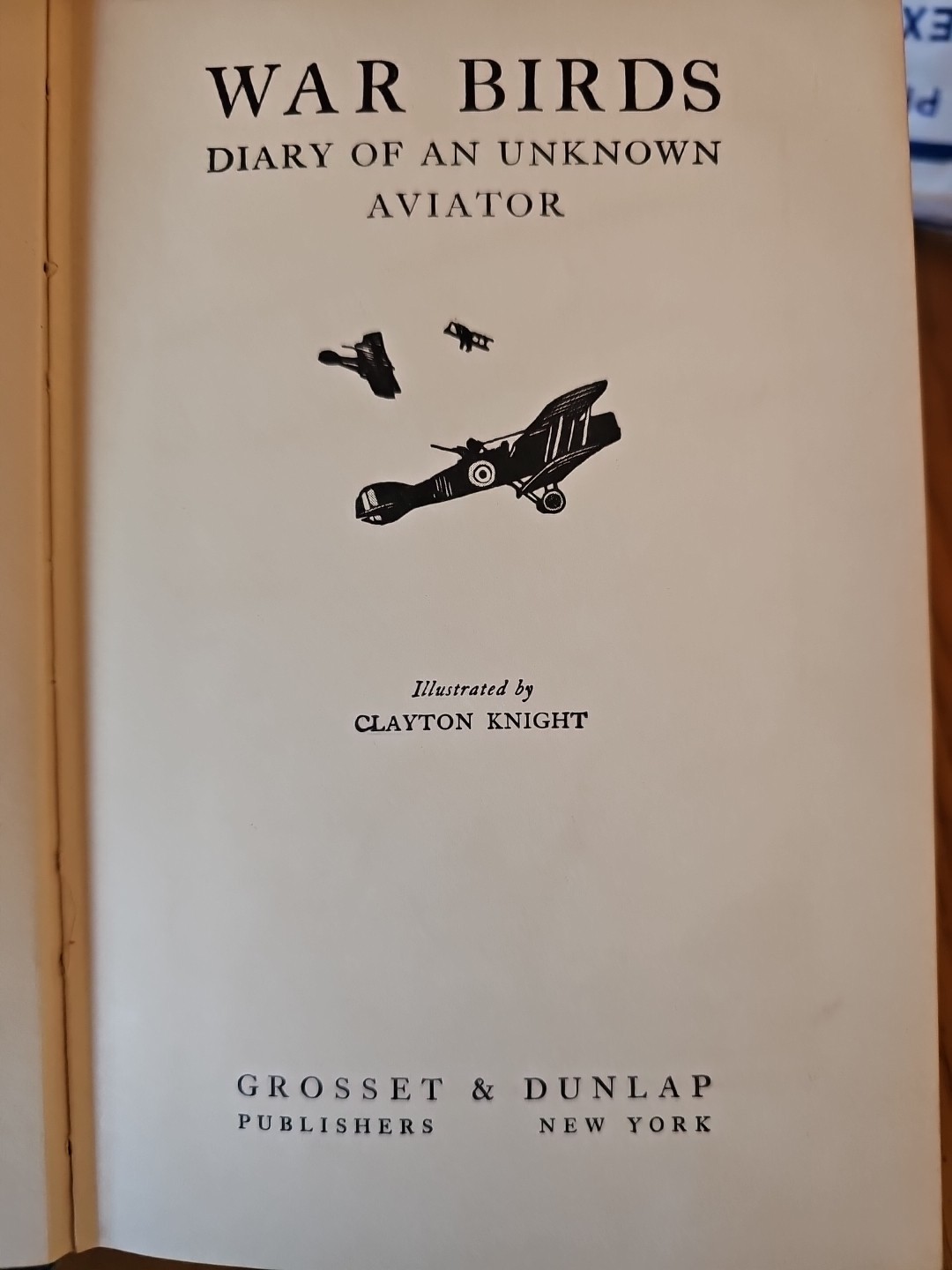 War Birds – 1926 – Diary of an Unknown Aviator – George H Doran Company