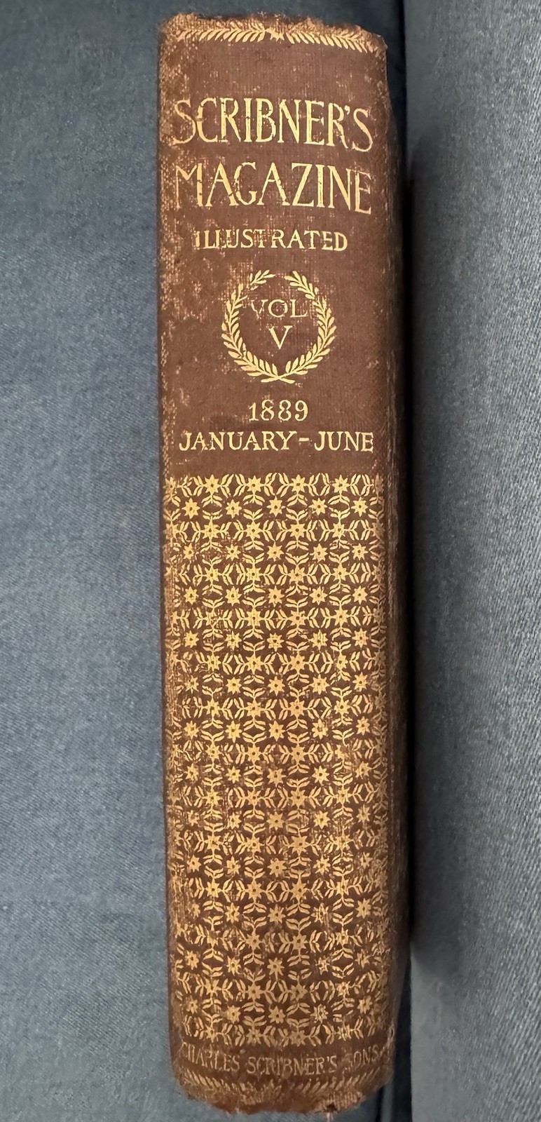 Antique 1889 Scribner’s Magazine Illustrated Bound Volume V Jan-June Very Clean