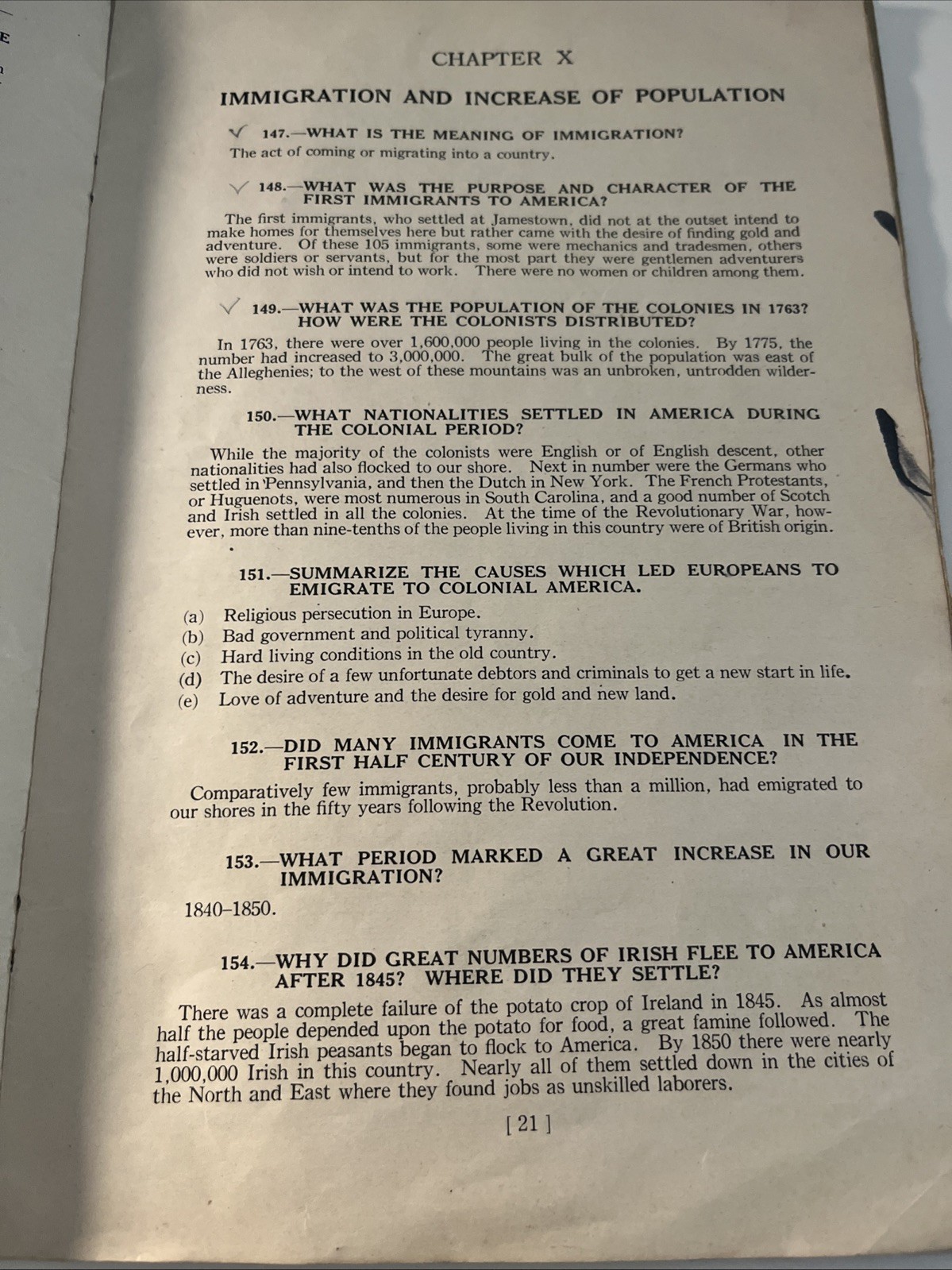 1928 American History Grade 8B Q&A Louis Kalvin Tariff Immigration Free Silver