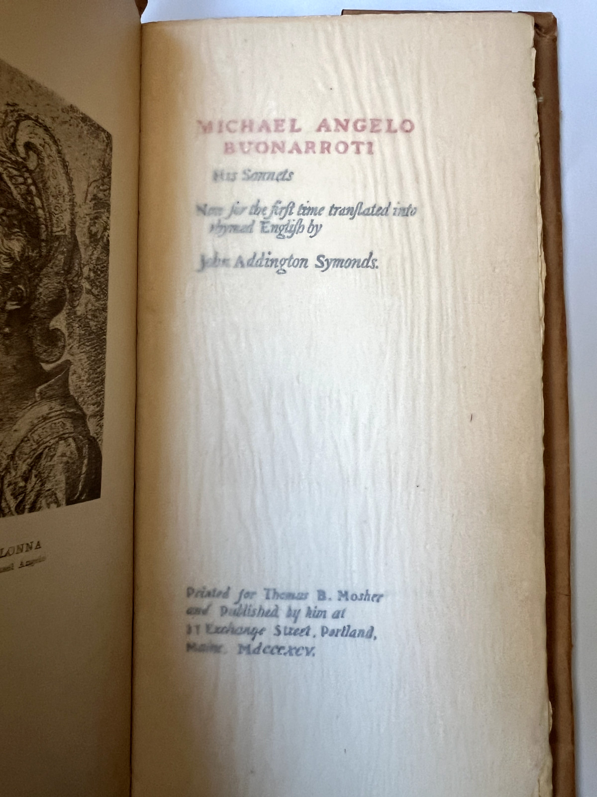 The Sonnets of Michaelangelo- 1st Ed.- 1895-Limited 725 copies- Bibelot Series