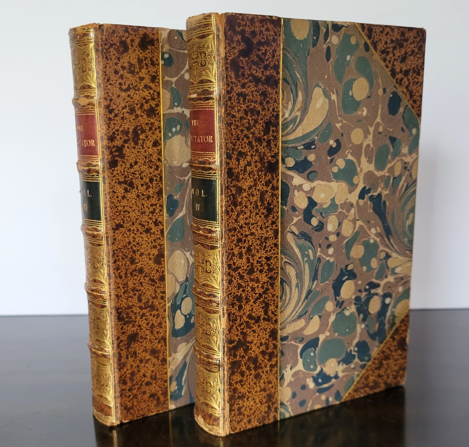 The Spectator Vol 3-4 Robert Riviere Fine Leather Binding Marbled Set