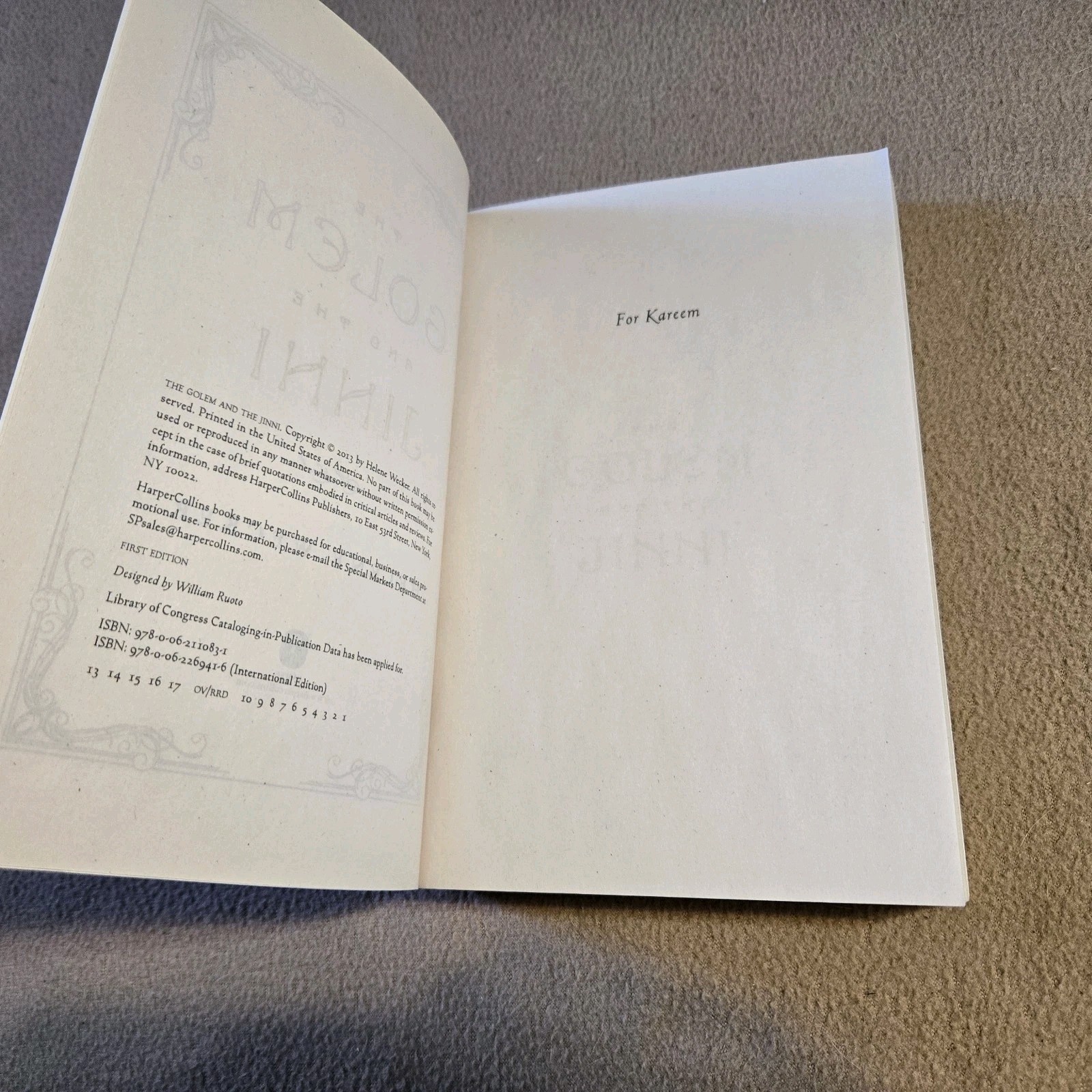 The Golem and the Jinni, Helene Wecker, Uncorrected Proof/ARC, 2013, **READ**