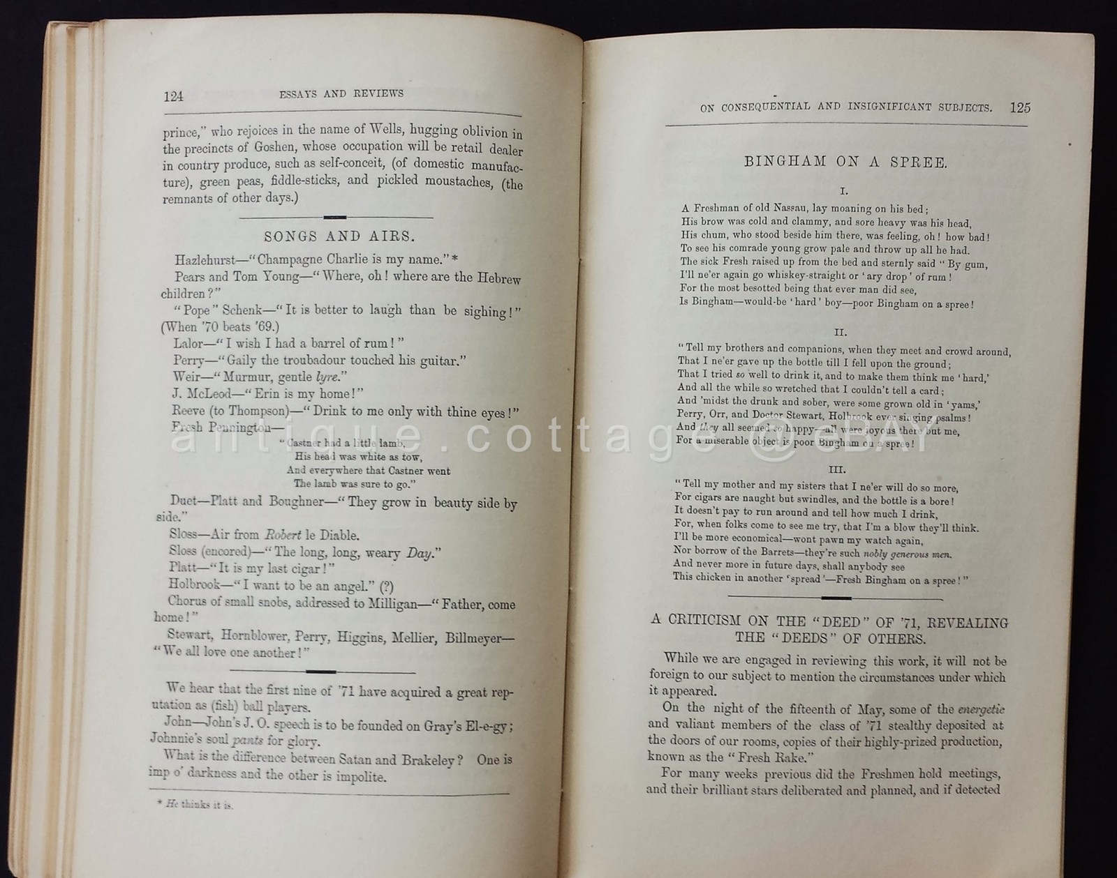 1868 antique PRINCETON UNIVERSITY STUDENT PUBLICATION poem non political correct