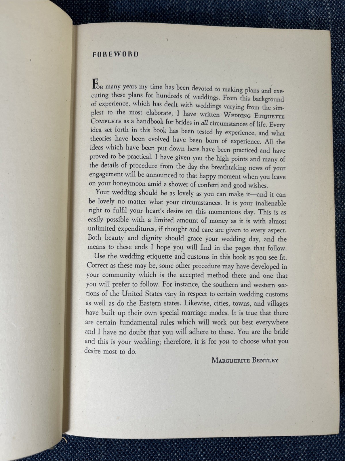 Wedding Etiquette Complete Marguerite Bentley 1947 First Edition Hardcover