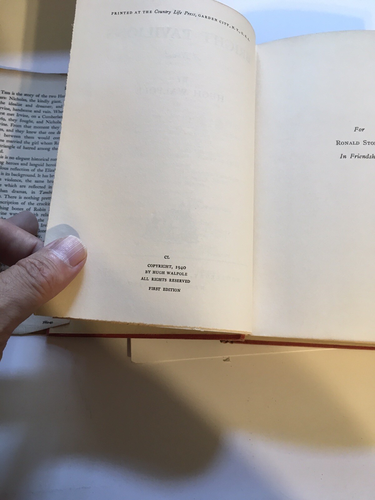 The Bright Pavilions-Hugh Walpole-TRUE First/1st Edition-1st State DJ-1940-RARE!