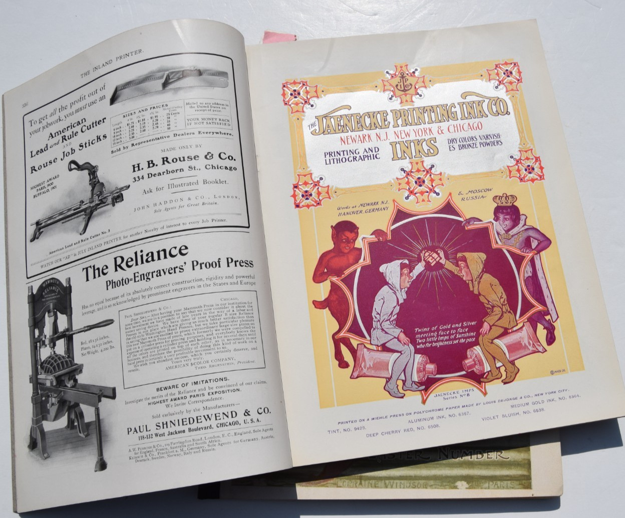 2 issues of The Inland Printer, Easter April 1902 & June 1902 with Jaenecke ads