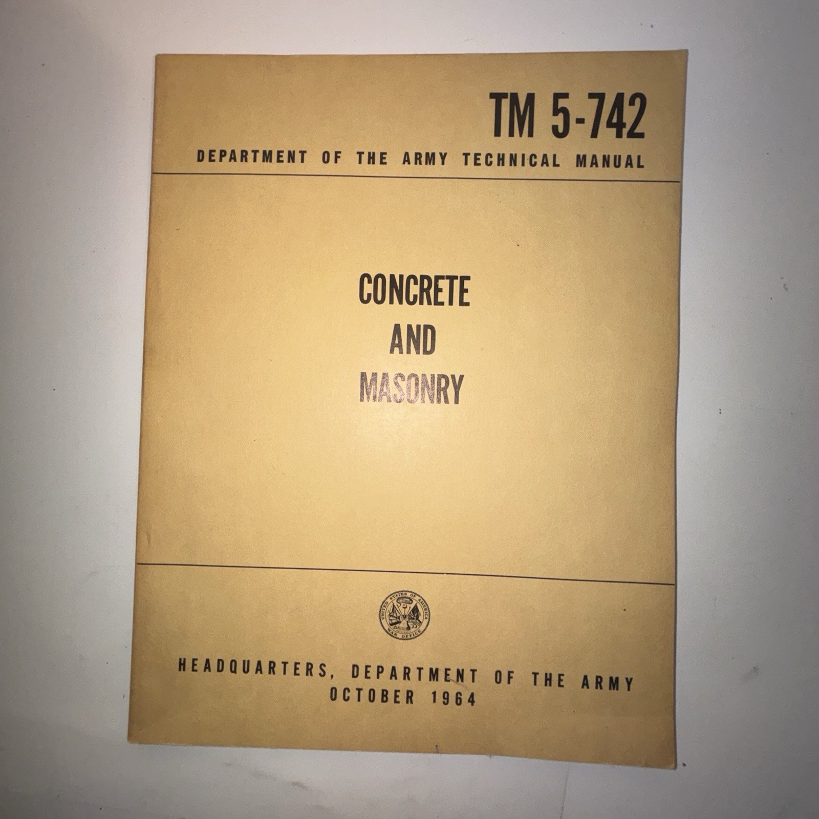 1954 Department of the Army/Air Force Technical Manual Concrete Masonry TM5-742
