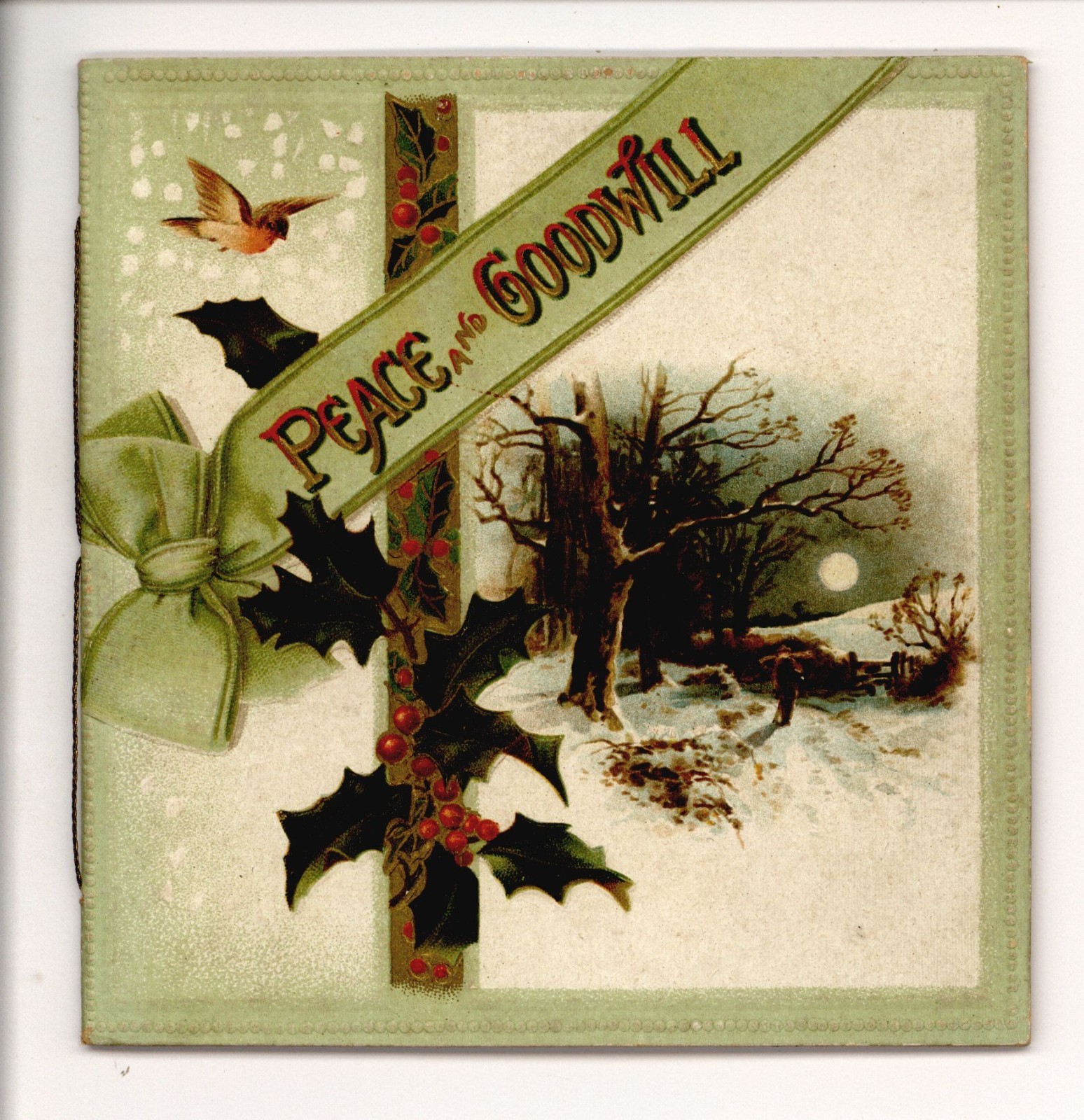 PEACE AND GOODWILL, religious Christmas, illustrated Tuck book 6226, circa 1905