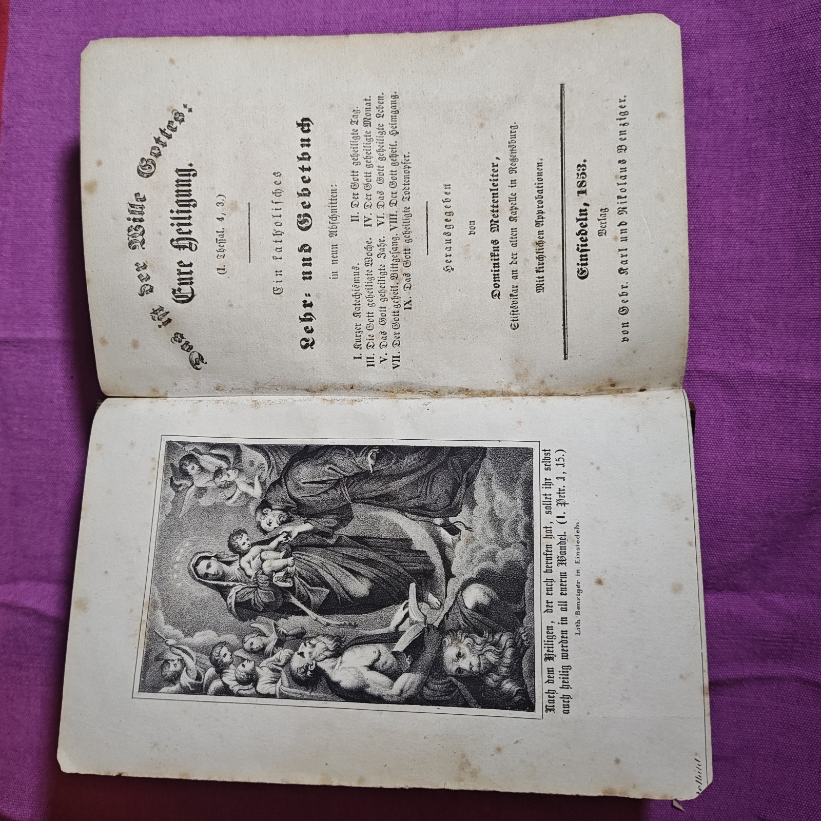 1853 German Catholic Prayer Book ~ 528 Pages