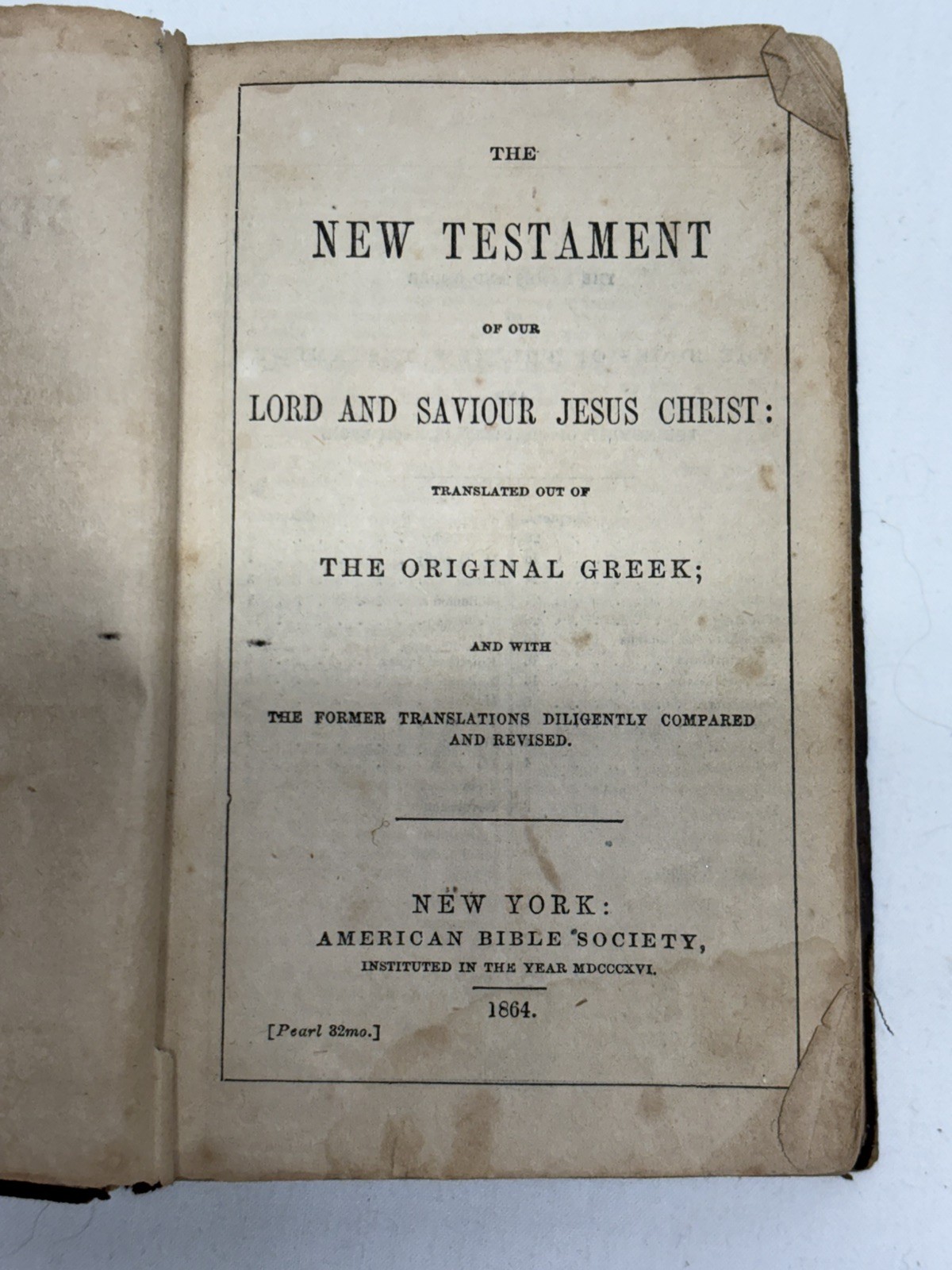 1864 American Bible Society New Testament Pocket Bible Civil War Era 3″ x 4.5″