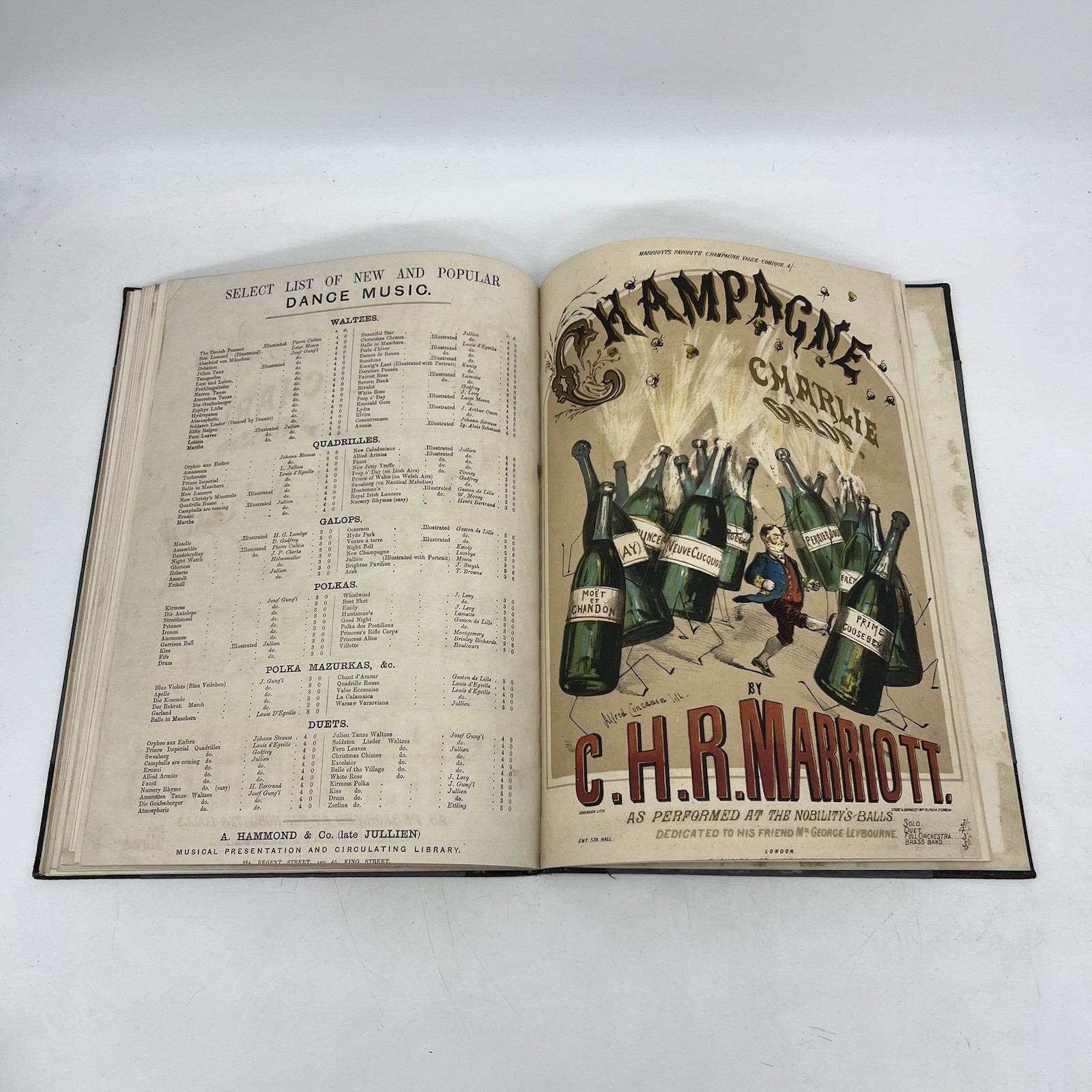 Victorian Bound Album Sheet Music Circa 1860s Illustrated Galops incl Champagne