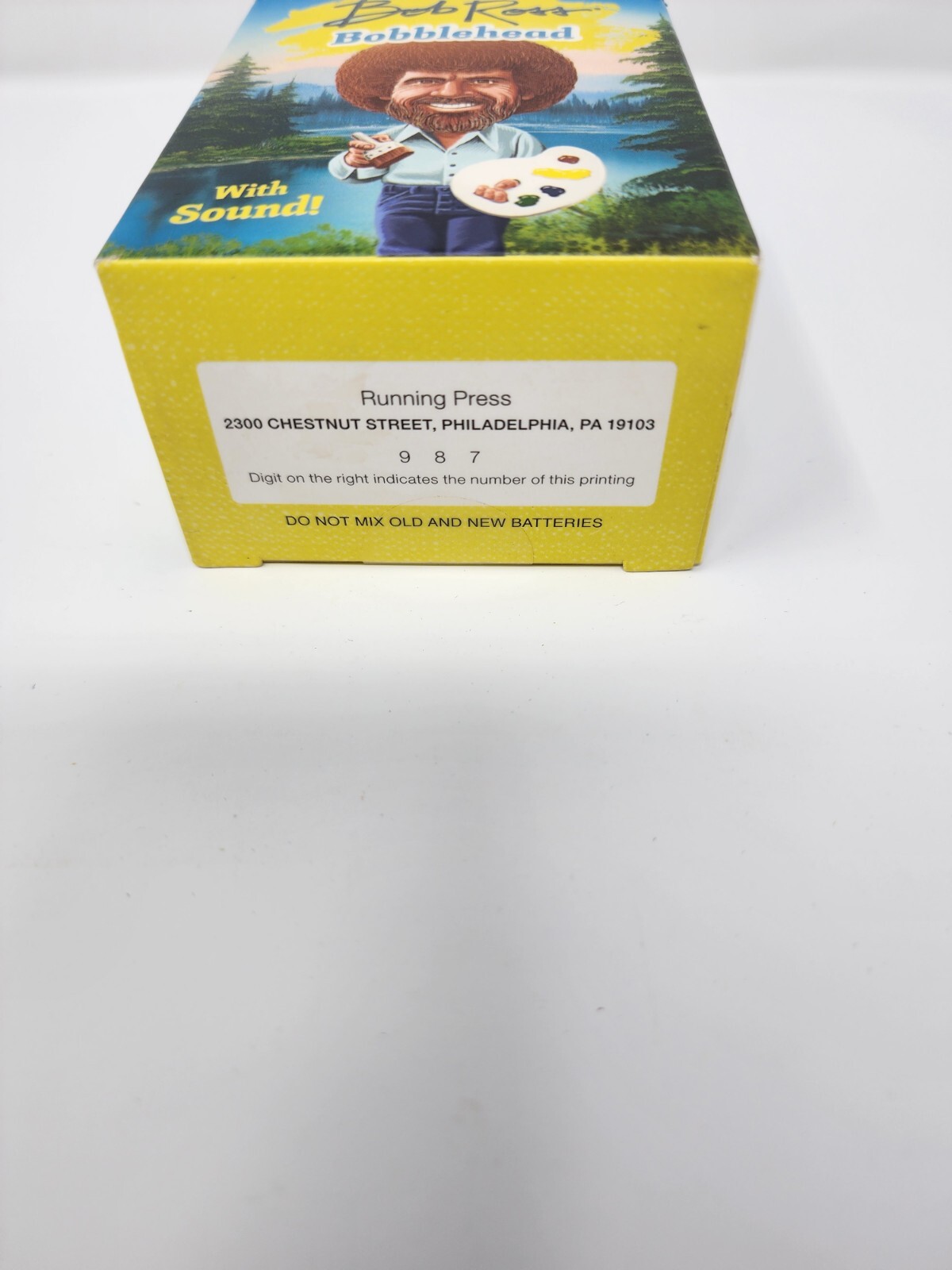 Open Box Mini Bob Ross Bobblehead Sound of Witty Sayings & Flipbook 30 Paintings